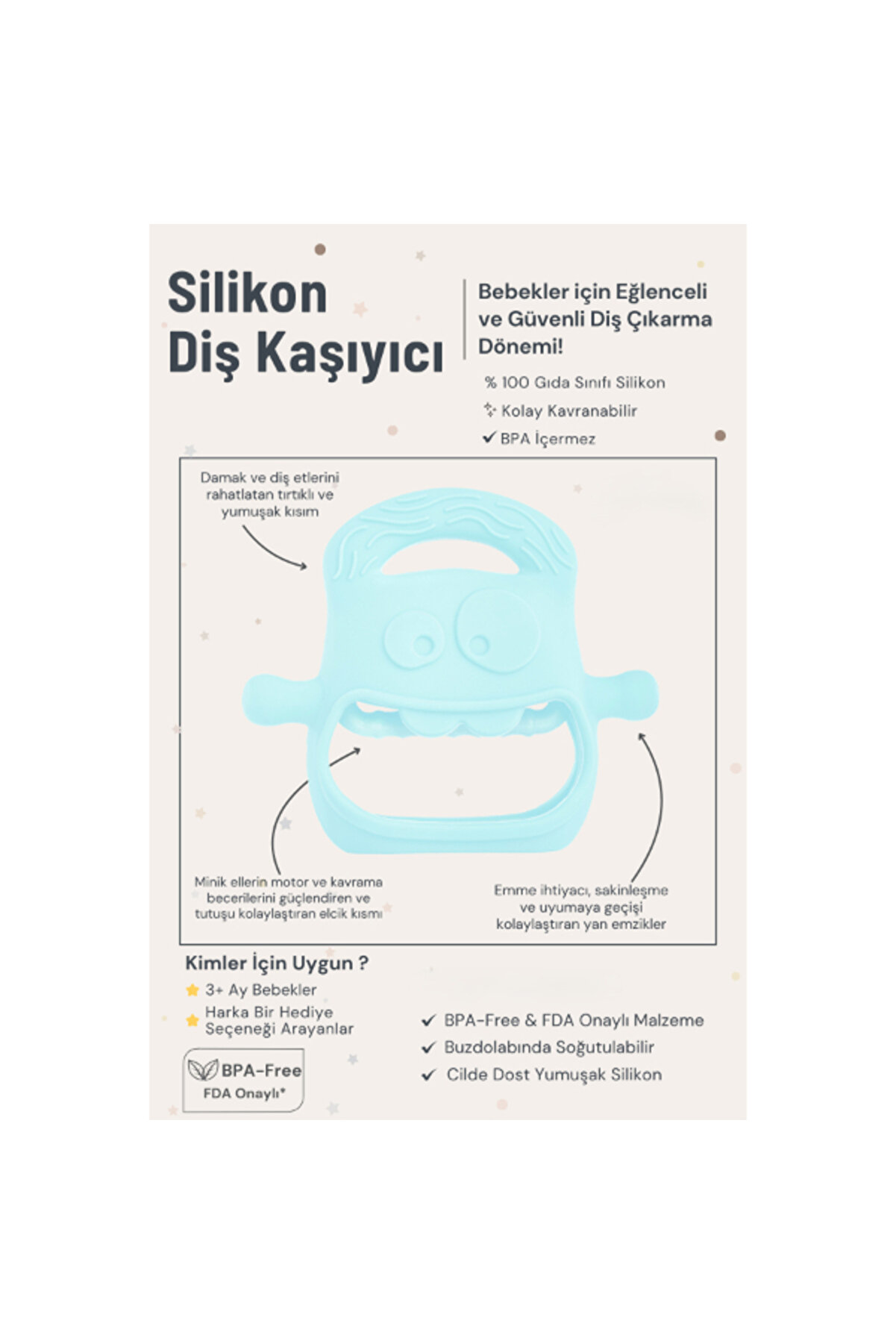 Mavi̇ Bebek Si̇li̇kon Di̇ş Kaşıyıcı