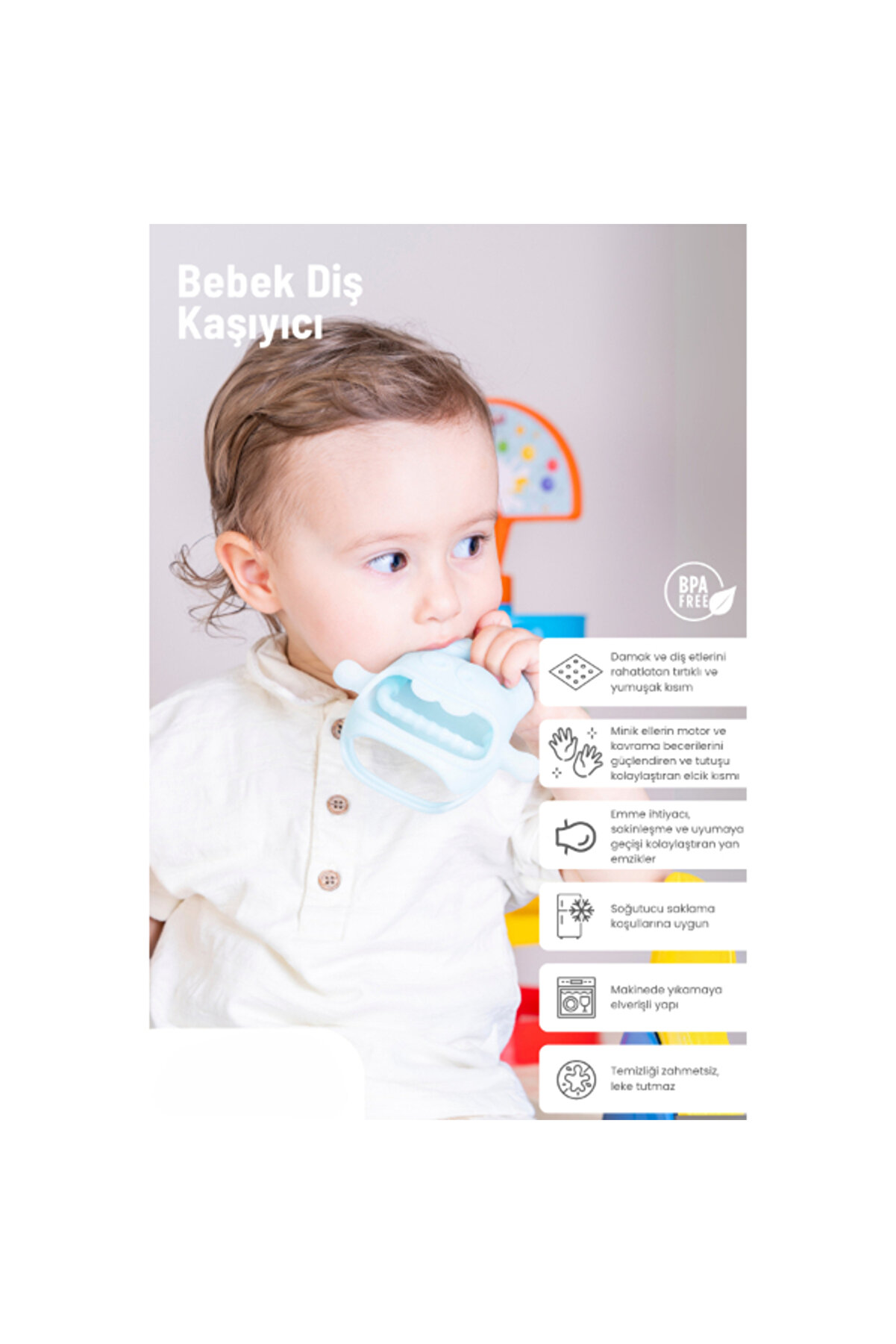 Mavi̇ Bebek Si̇li̇kon Di̇ş Kaşıyıcı