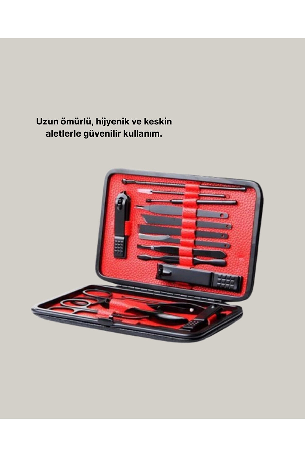 17 Parça Profesyonel Mani̇kür Pedi̇kür Seti̇ Paslanmaz Çeli̇k Si̇yah Kutu