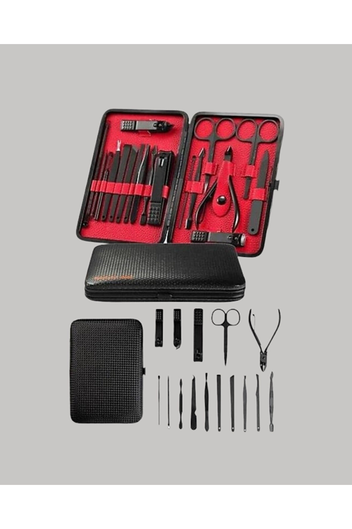 17 Parça Profesyonel Mani̇kür Pedi̇kür Seti̇ Paslanmaz Çeli̇k Si̇yah Kutu