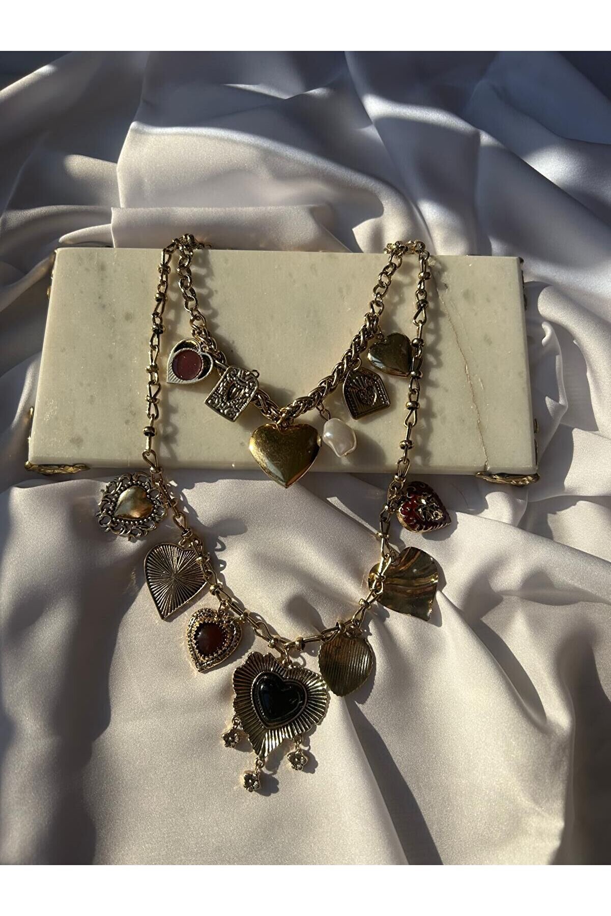 Ateli̇er Emi̇ne Kalp Charmlı Vi̇ntage İki̇li̇ Kolye