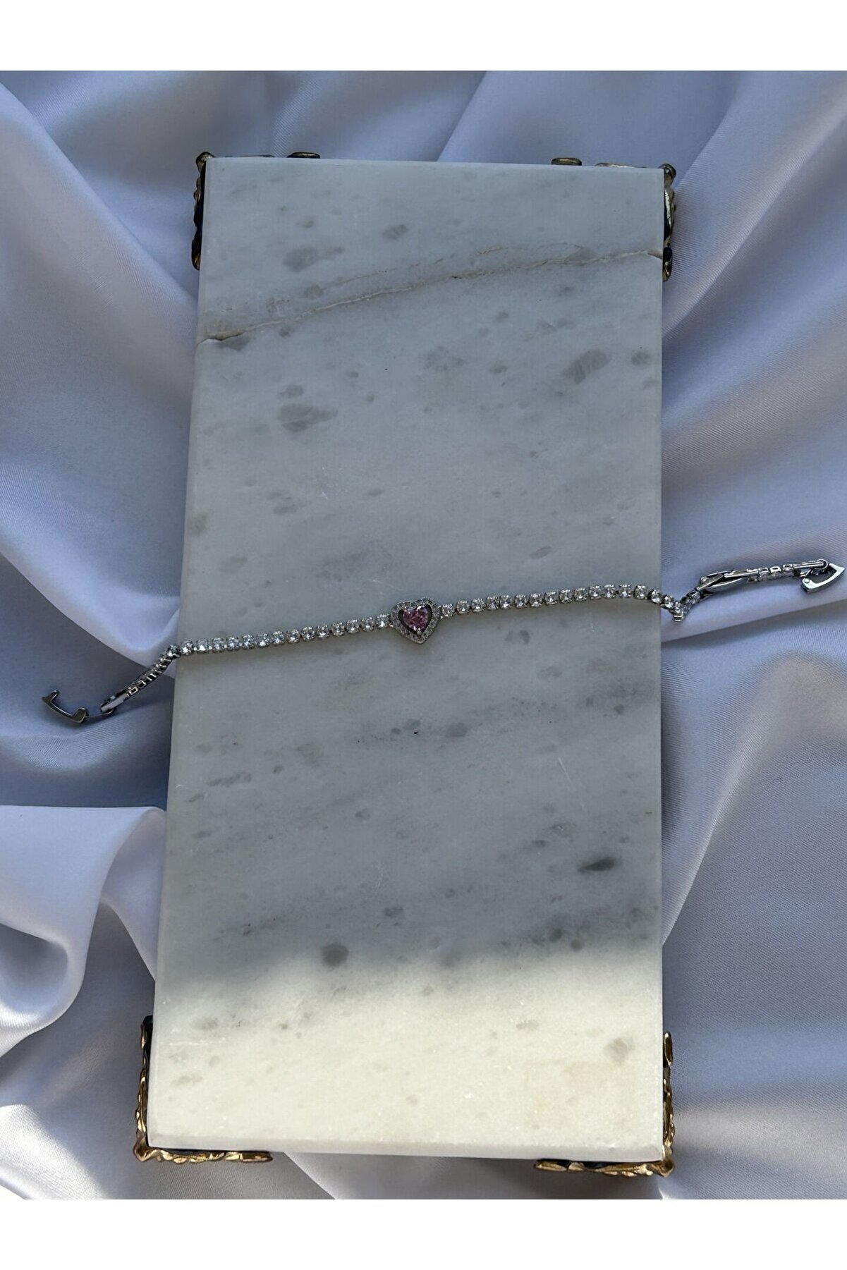 Ateli̇er Emi̇ne Si̇lver Pembe Kalp Detaylı Su Yolu Bi̇lekli̇k