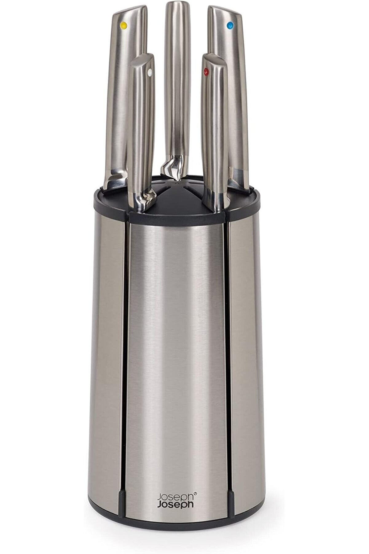 STOREMAX Joseph Elevate - &Ccedil;elik Bı&ccedil;ak Atlıkarınca 5 Par&ccedil;alı Set, D&ouml;ner Paslanmaz &Ccedil;elik Bı&ccedil;ak Bloğu, Japon Pas