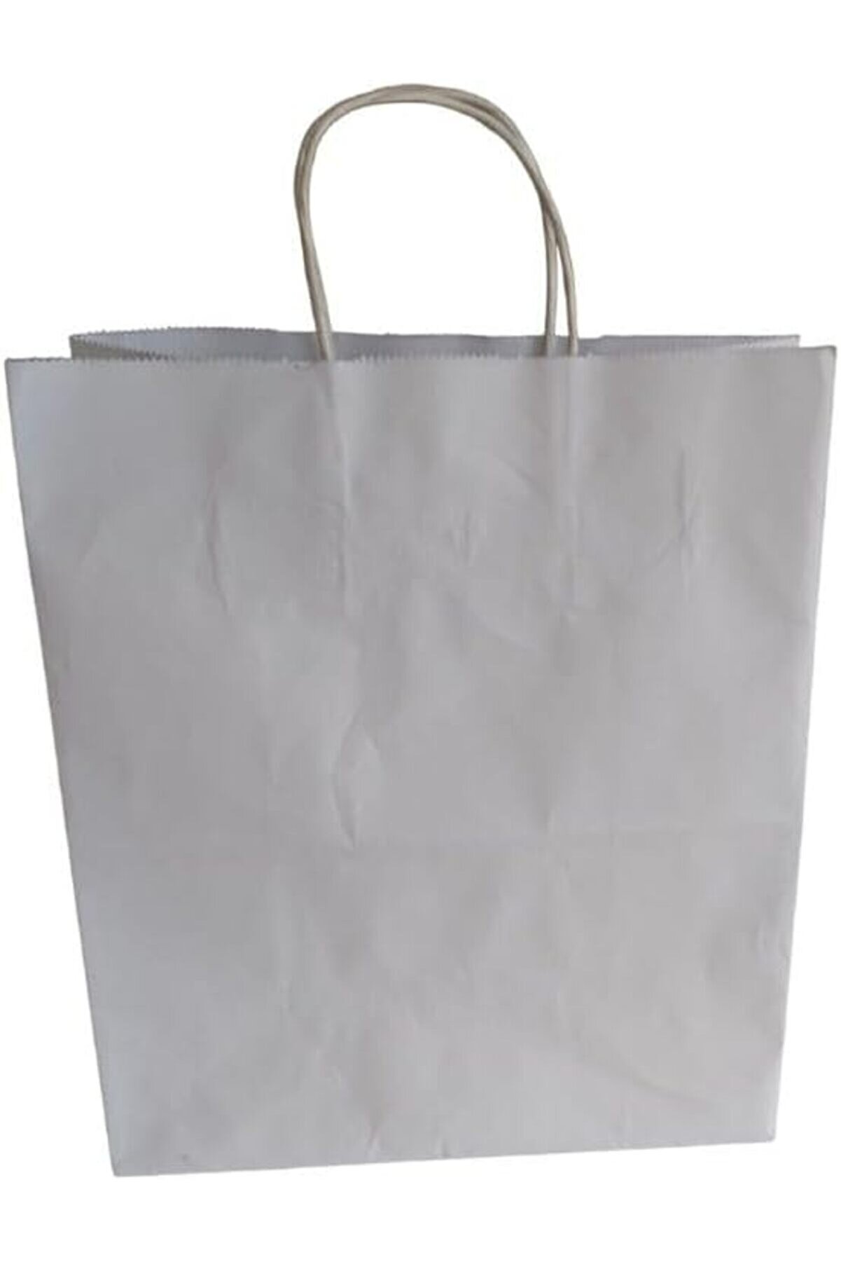 Brfshop Saplı K&acirc;ğıt Torba &Ccedil;anta Beyaz Kraft Torba &Ccedil;anta 26X14X30 Cm (25 Adet) 1165984
