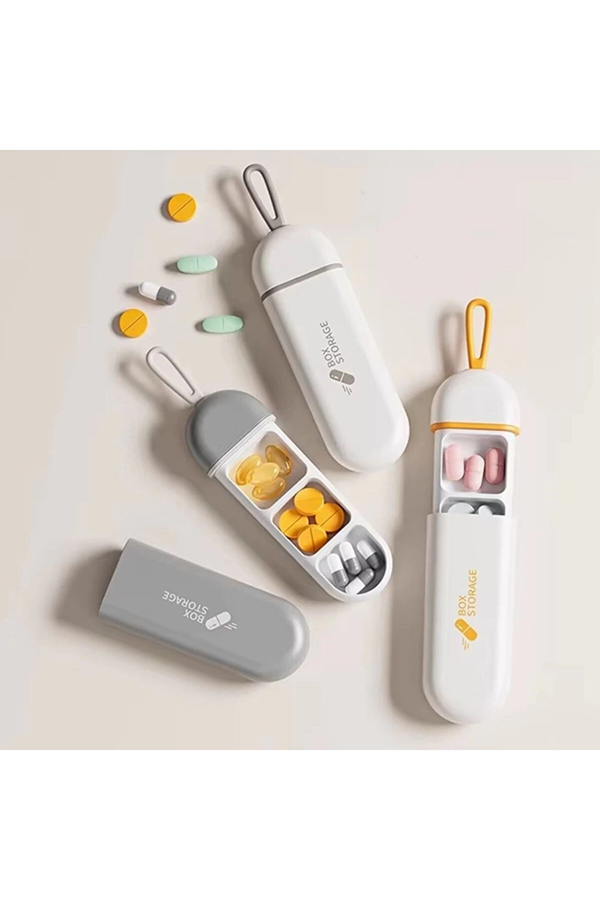 gizmurstore 3 Bölmeli Taşınabilir Seyahat Tipi Hap Saklama Kutusu İlaç Saklama Kutusu