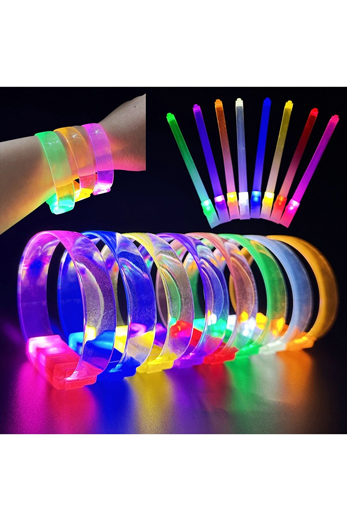 Ethab Ti̇caret 3 Modlu Pi̇lli̇ Led Işıklı Esnek Parti̇ Bi̇lekli̇ği̇ Beyaz