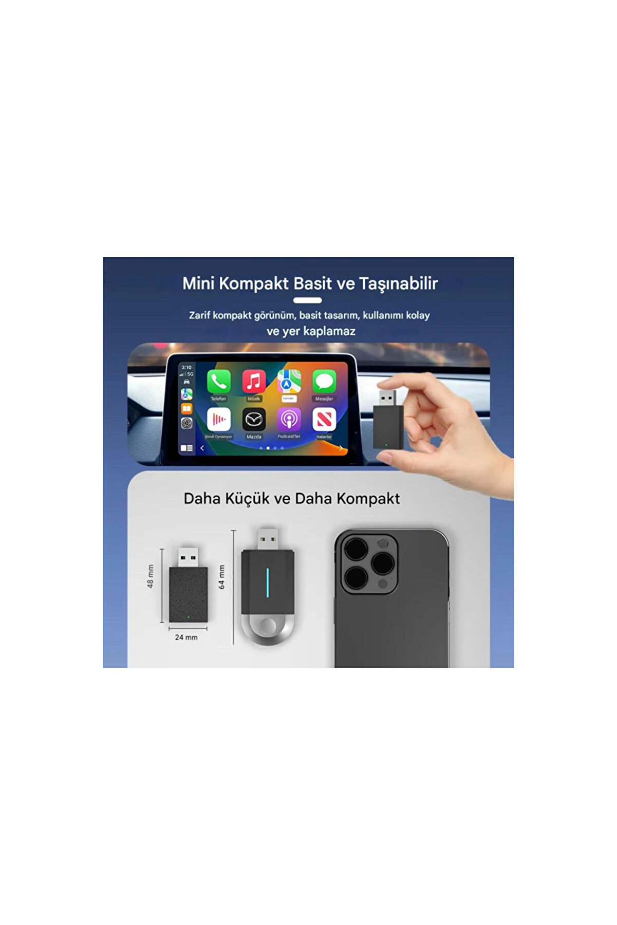 Kablosuz Androi̇d Auto/Car Play Usb Dongle Ci̇hazı