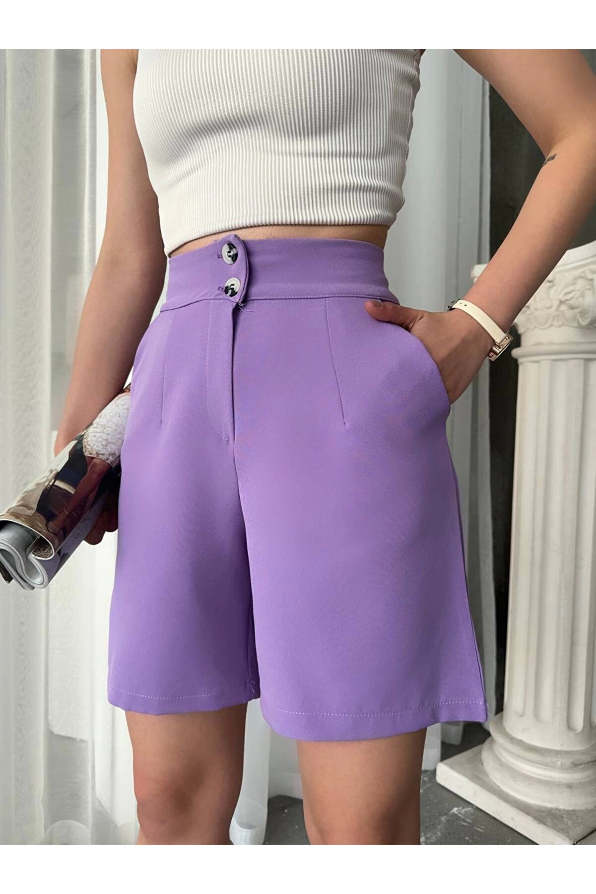 Ymywear D&uuml;ğmeli̇ Şort