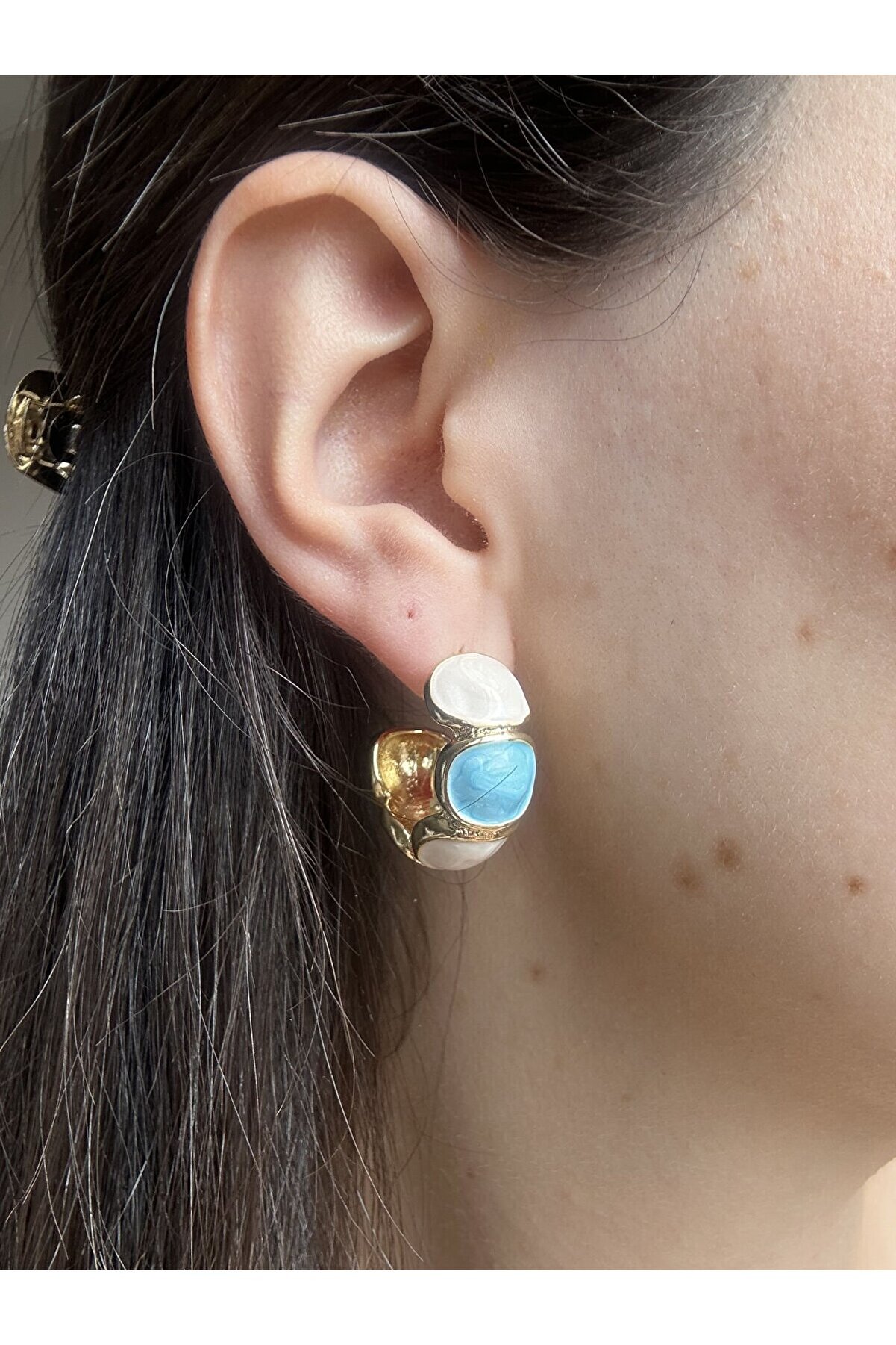 Ateli̇er Emi̇ne Doğal Taşlı Halka Küpe