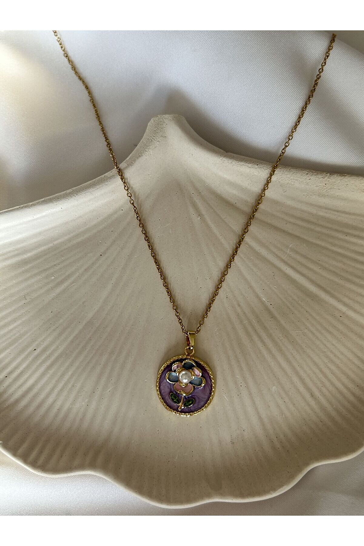 Ateli̇er Emi̇ne Mor Çi̇çek Pi̇nterest Kolye