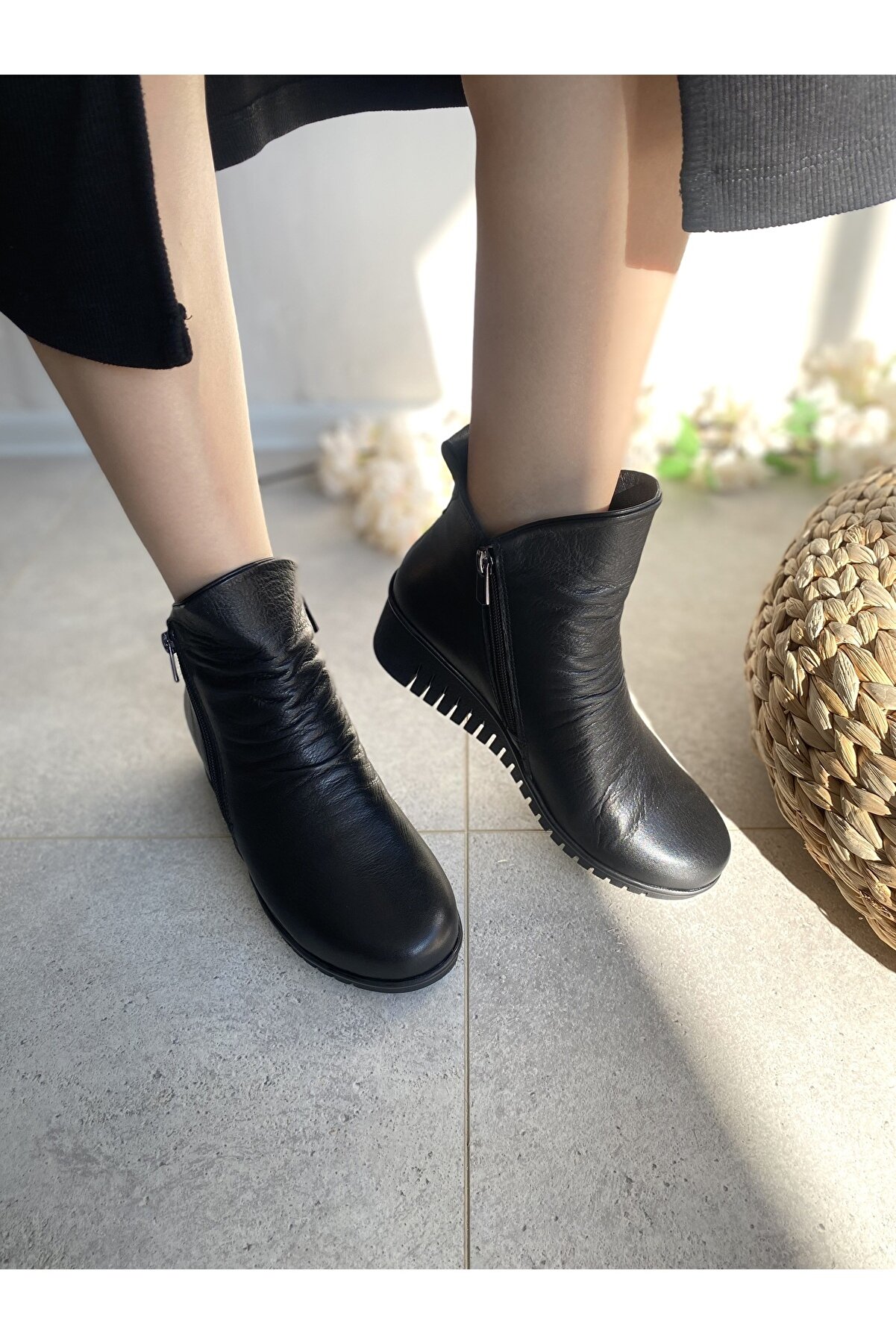 Gult Kadın Haki̇ki̇ Deri̇ Ortopedi̇k Taban Bot