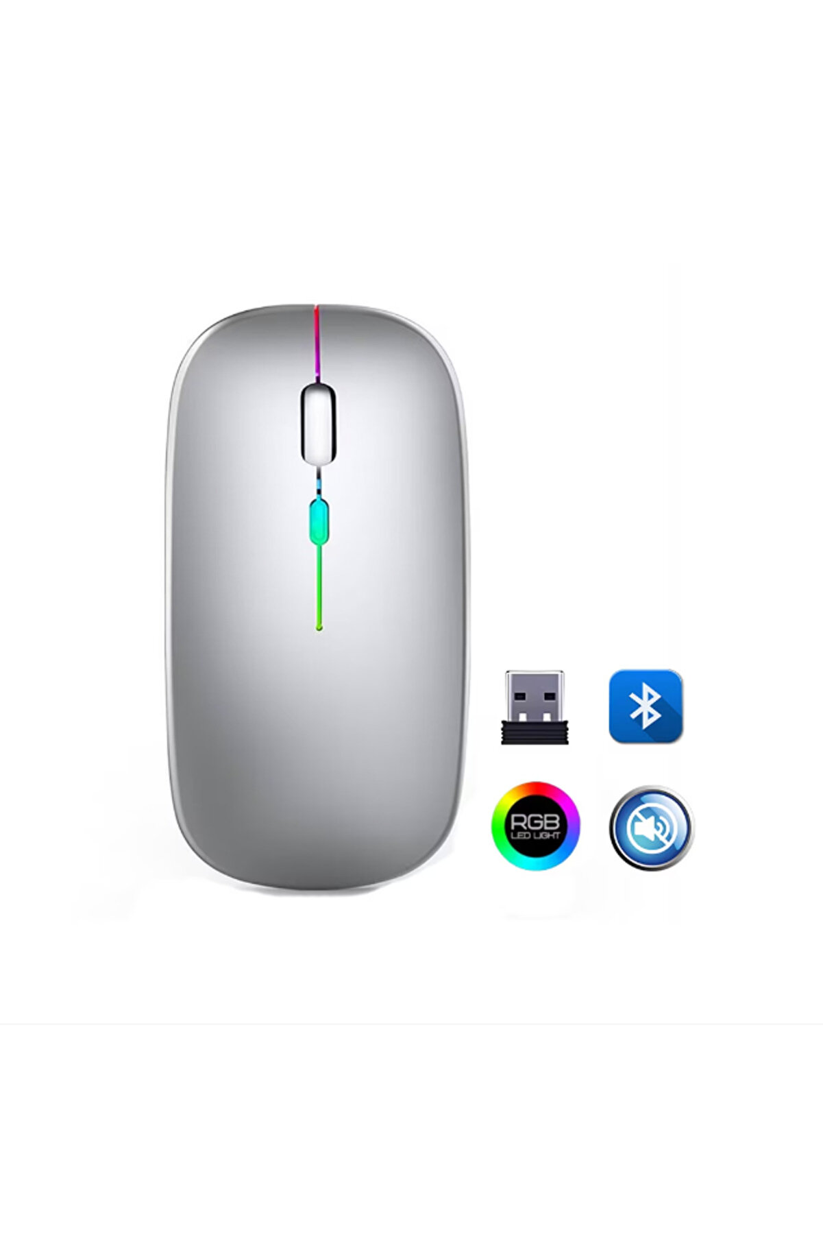Zr215 Cba100 Rgb Gümüş Şarjlı Mouse