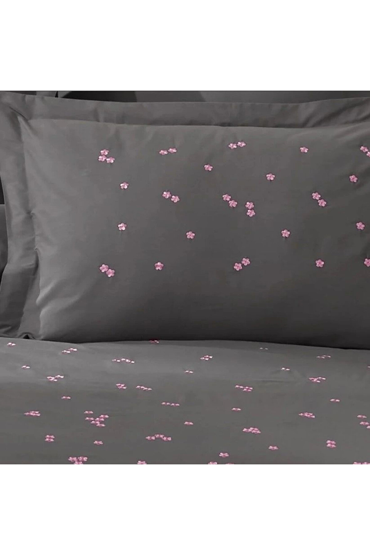 Hobby &Ccedil;i̇ft Ki̇şi̇li̇k Popli̇n Premi̇um Nakışlı Nevresi̇m Spri̇ng Gri̇