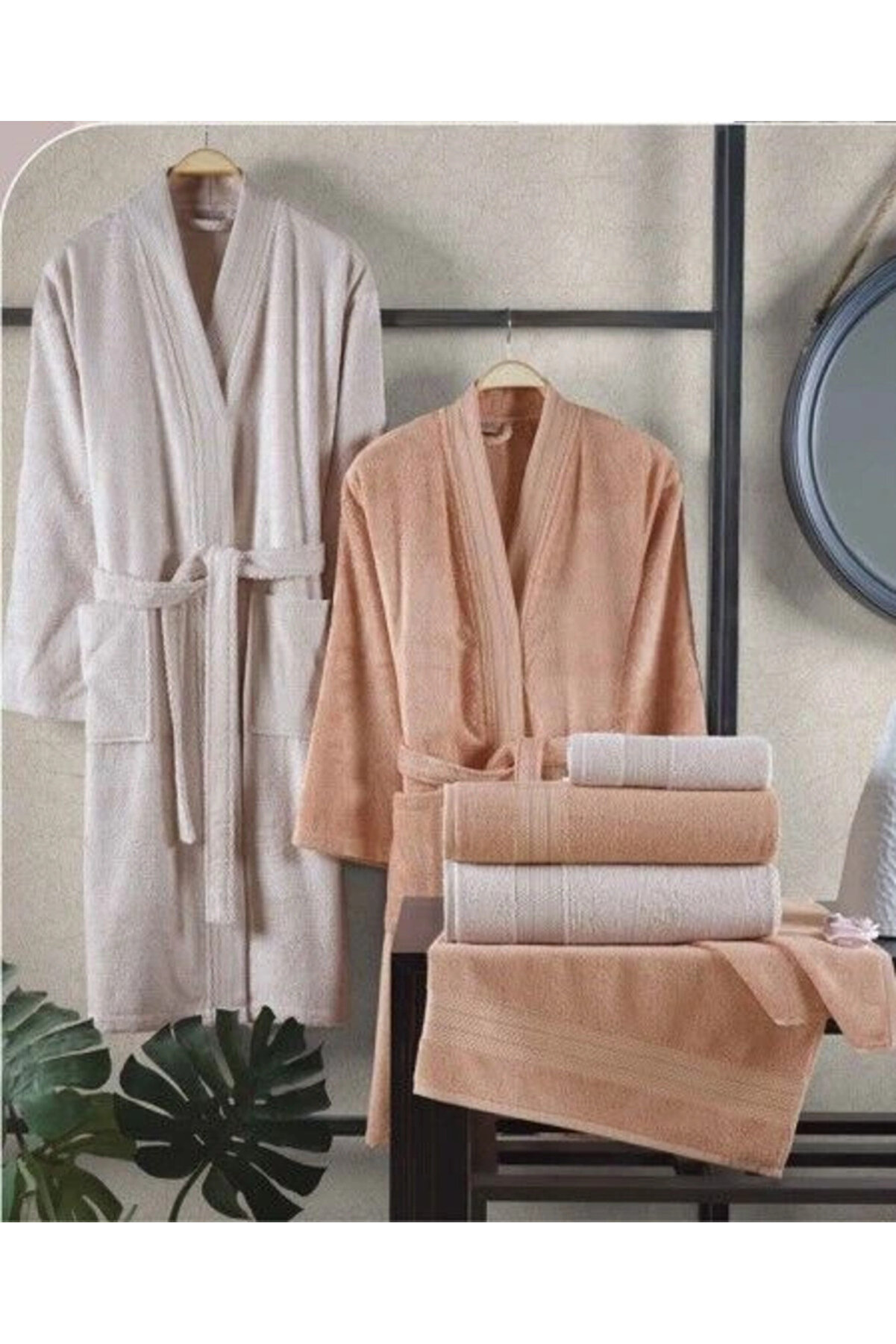 gizmurstore Hobby Sera Bornoz Seti Şeftali Bej