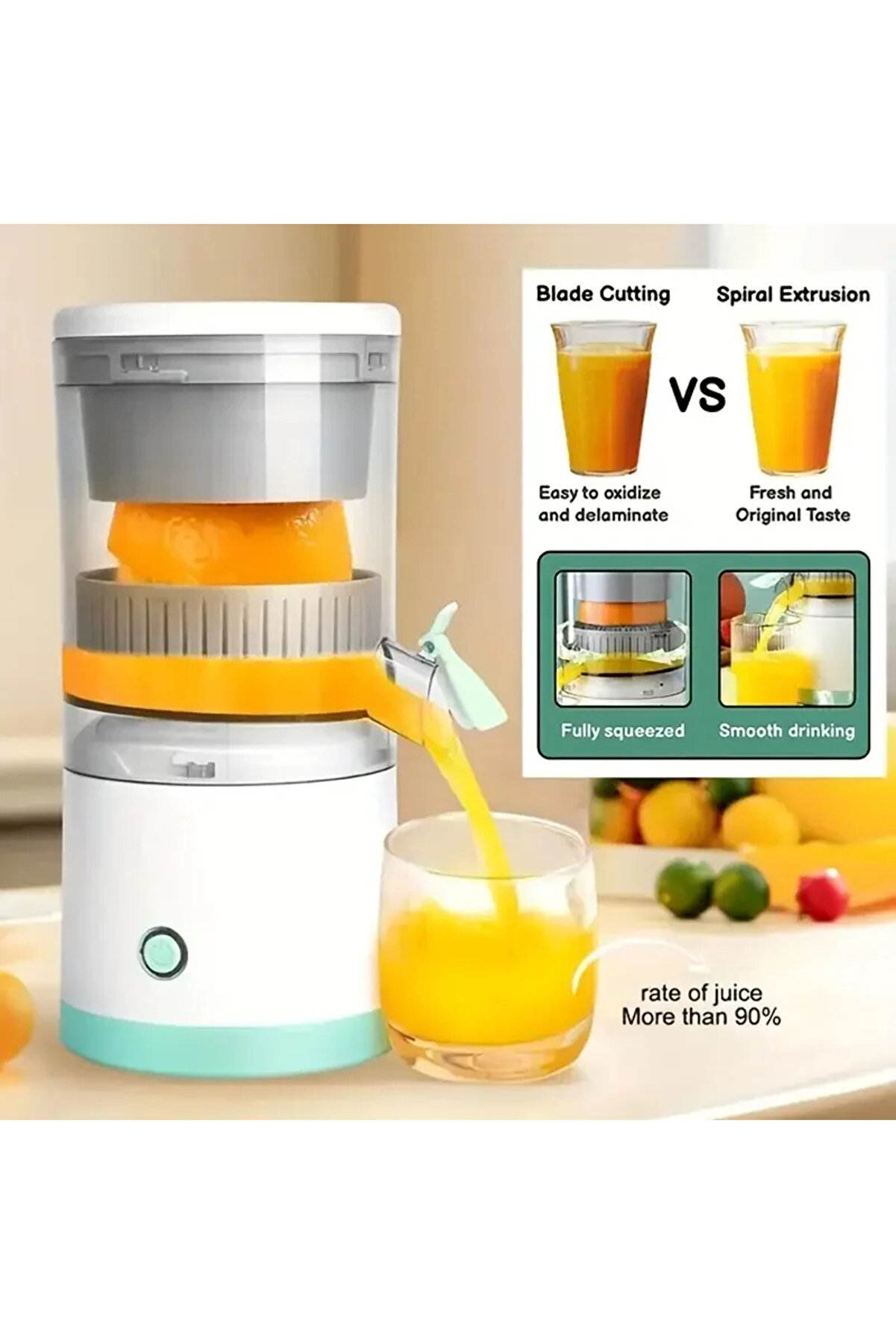 Go İthalat Kablosuz Taşınabi̇li̇r Şarjlı Narenci̇ye Sıkacağı Portakal Meyve Sıkacağı (4940)