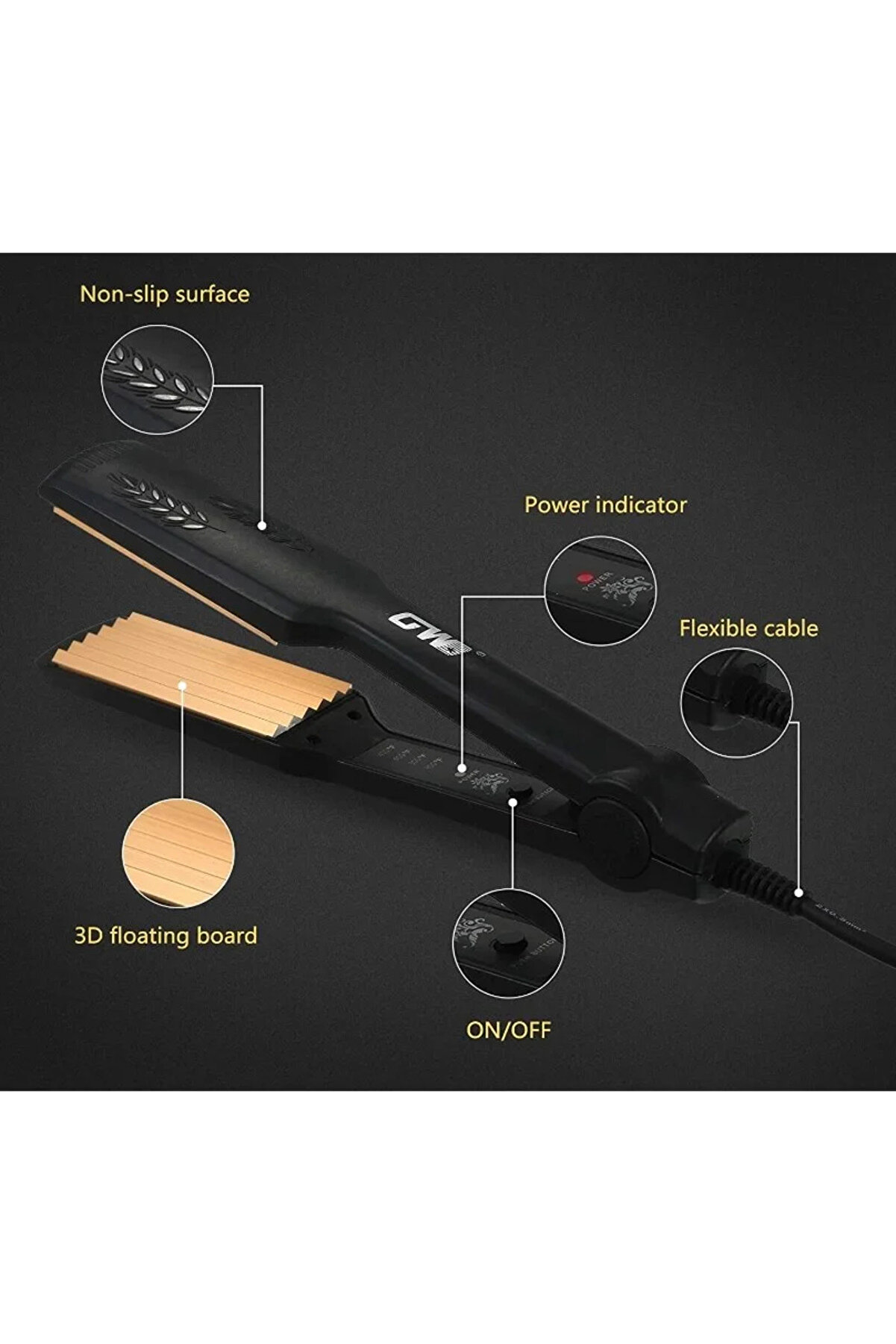 Go İthalat Gw-7657 Elektri̇kli̇ Zi̇kzak Isıtma Ayarı Dalgalı Sa&ccedil; Modelleyi̇ci̇ Sa&ccedil; Şeki̇llendi̇ri̇ci̇ Aracı (4457)