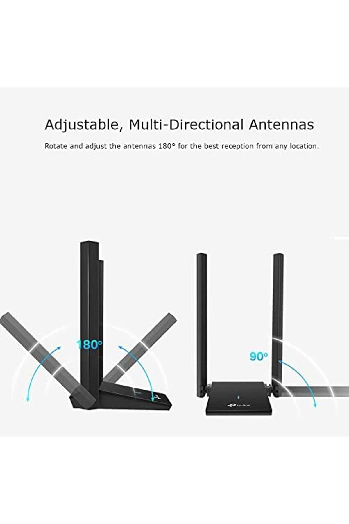 Buyzoom Tx20U, Ax1800 Mbps Çi̇ft Yüksek Kazanımlı Kablosuz Usb, 1 Metre Usb 3.0 Kablosu, Beamformi̇ng,
