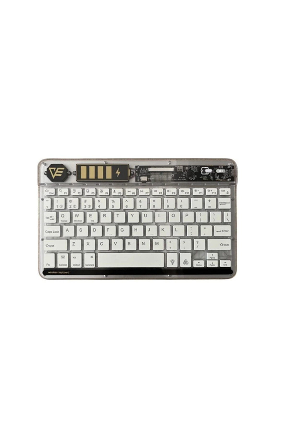 evimdeyokyok ZR612 Rgb Şeffaf Beyaz Bluethooth Klavye