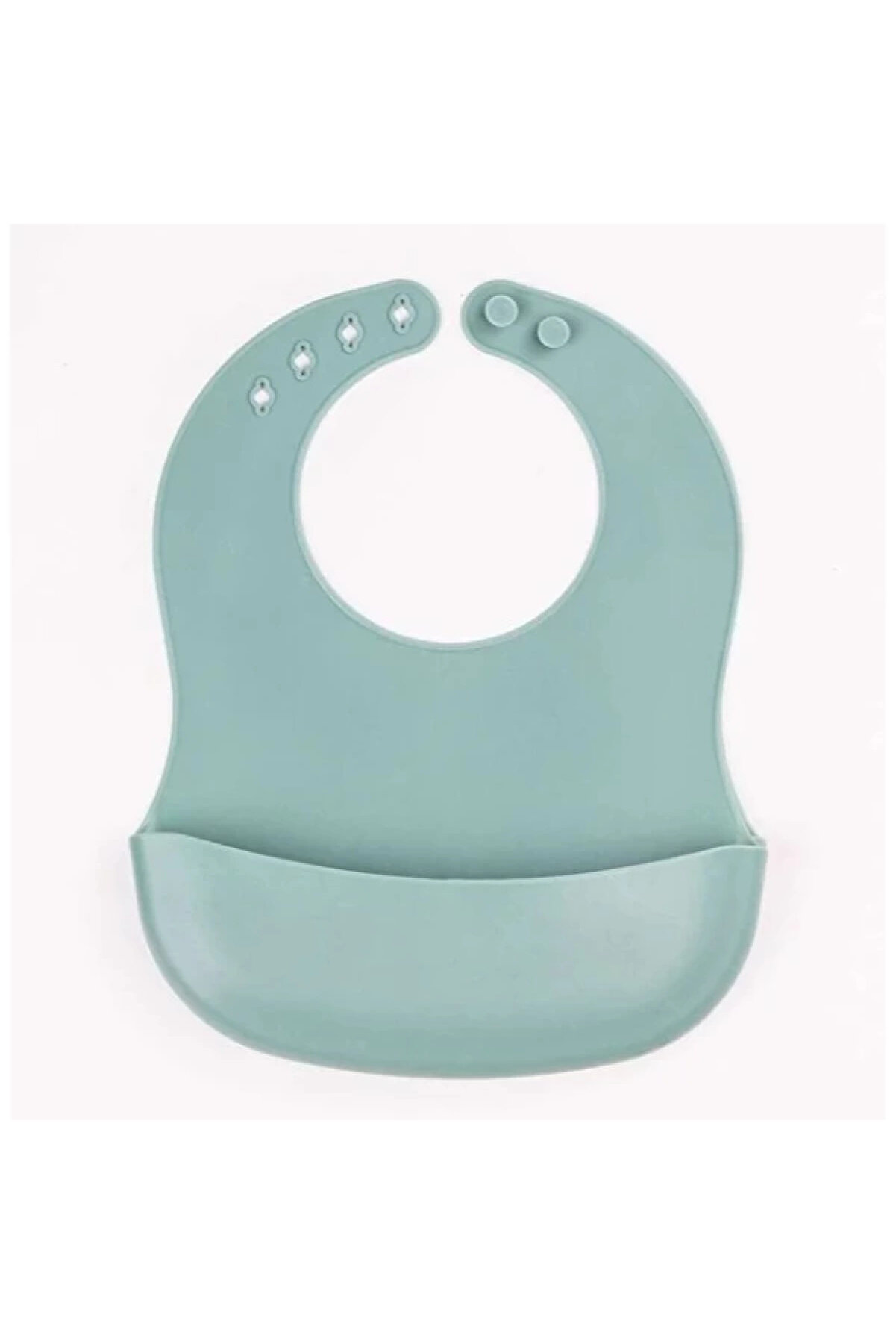 Yeşi̇l 3’Lü Si̇li̇kon Yemek Seti̇ – Önlük + Di̇ş Kaşıyıcılı Kaşık + Vakumlu Tabak