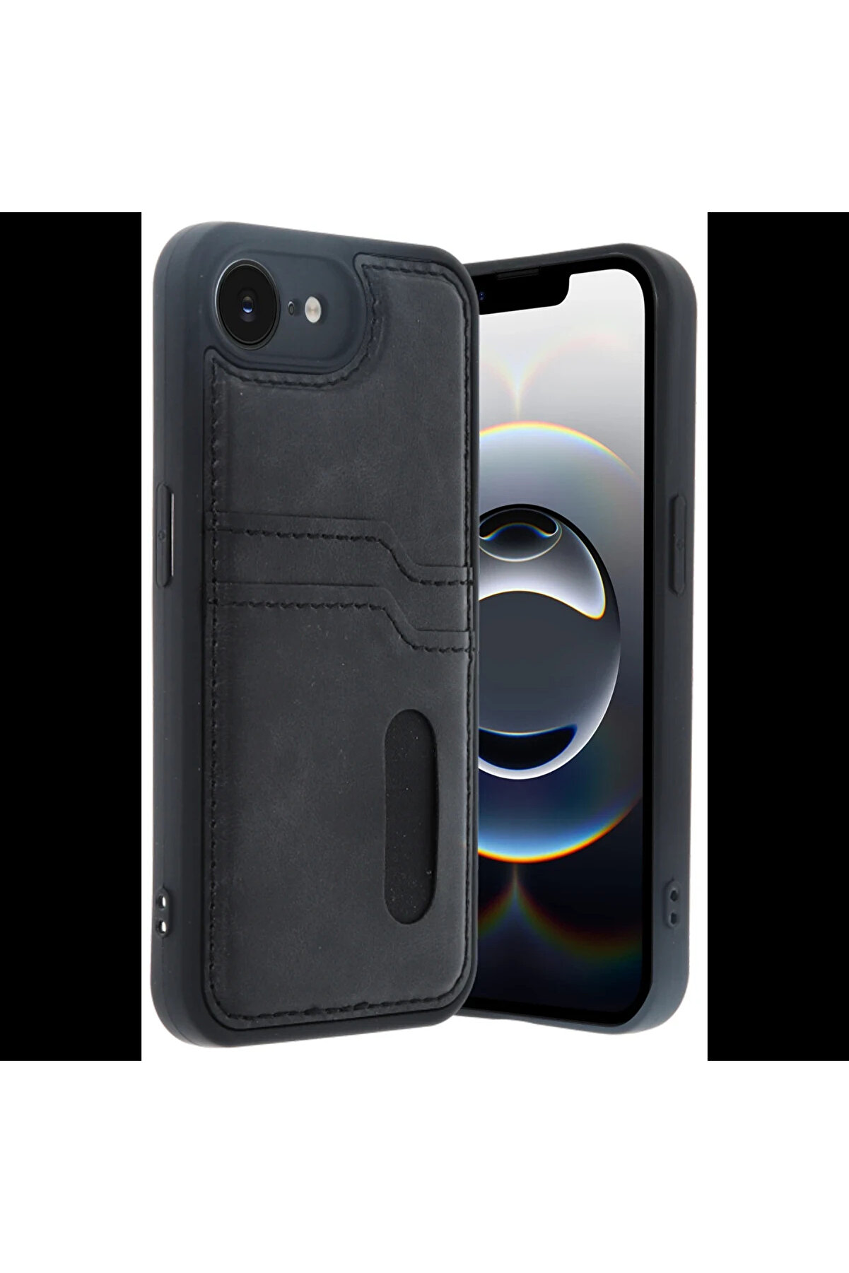 Byhodi̇ İphone 16E Kılıf Sara Kartvi̇zi̇tli̇ Deri̇ Kılıf