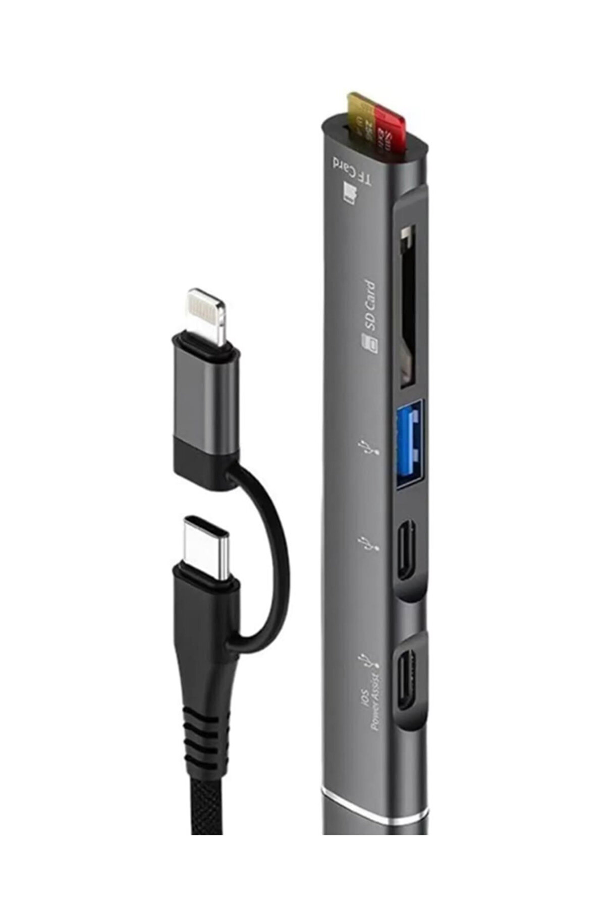 evimdeyokyok ZR563 Lightning Type-C 5 İn 1 Usb Hub Card Reader