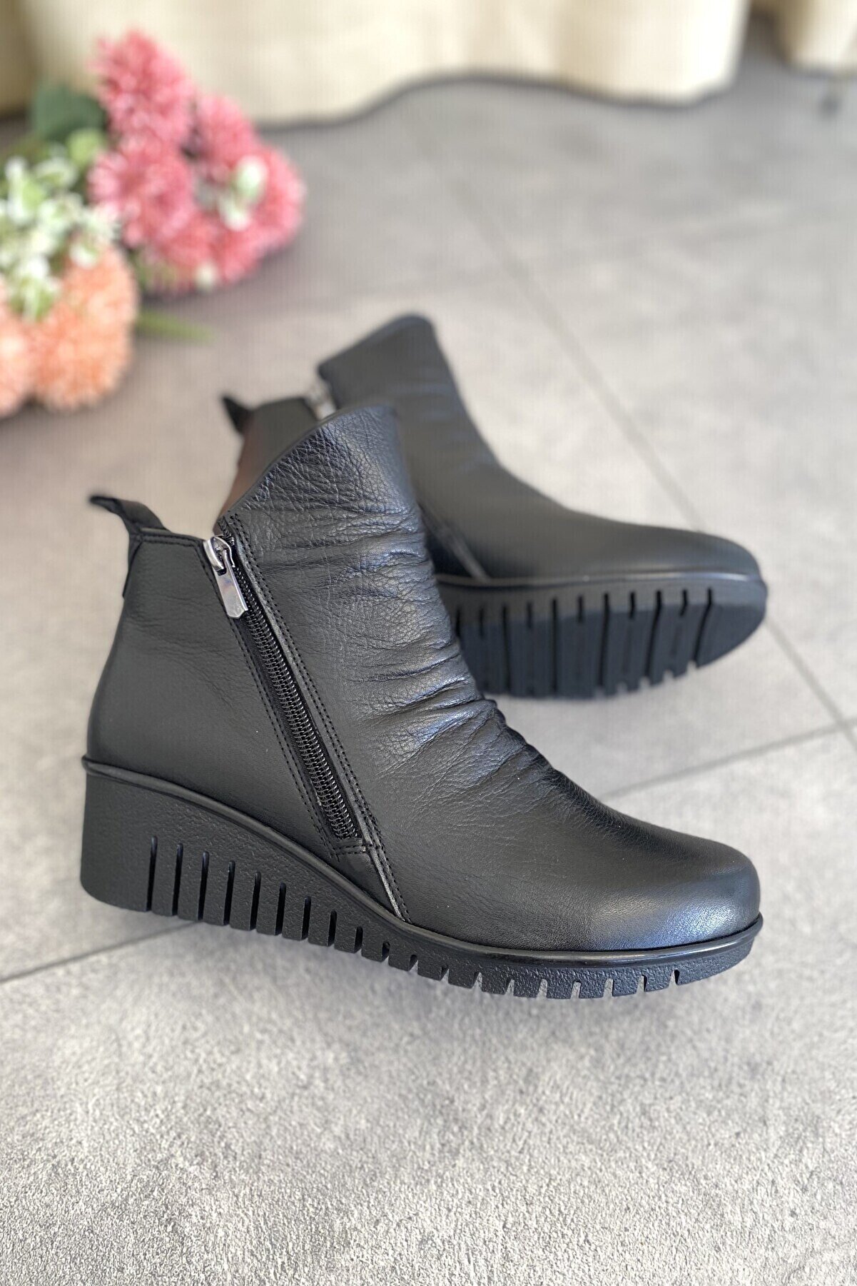 Gult Kadın Haki̇ki̇ Deri̇ Ortopedi̇k Taban Bot