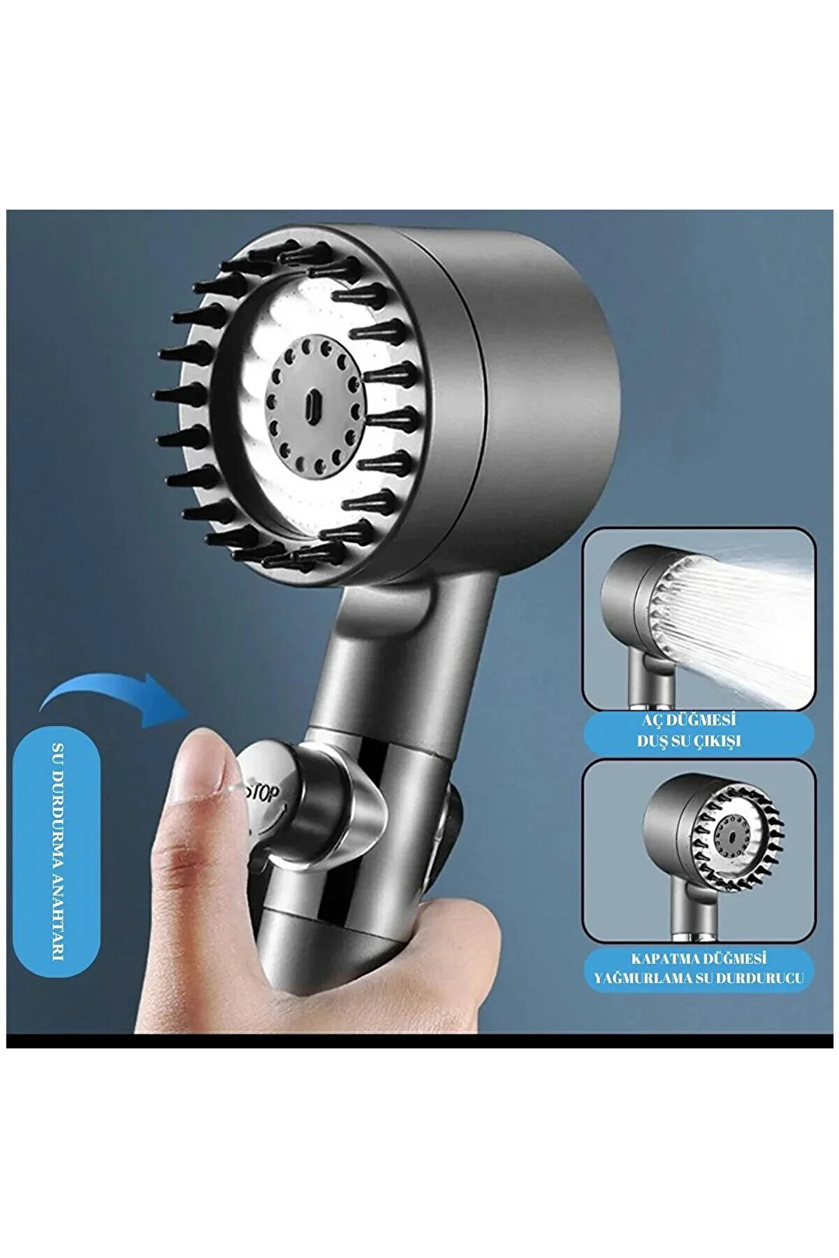 Go İthalat Yeni̇ Nesi̇l &Ccedil;ok Masajlı Fonksi̇yonlu Ayarlanabi̇li̇r Arıtmalı Krom Kaplı Duş Başlığı El Duşu