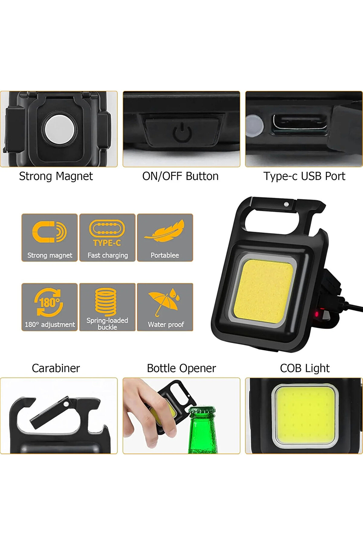 Go İthalat Anahtarlıklı Fener Fener Cob Led (4457)