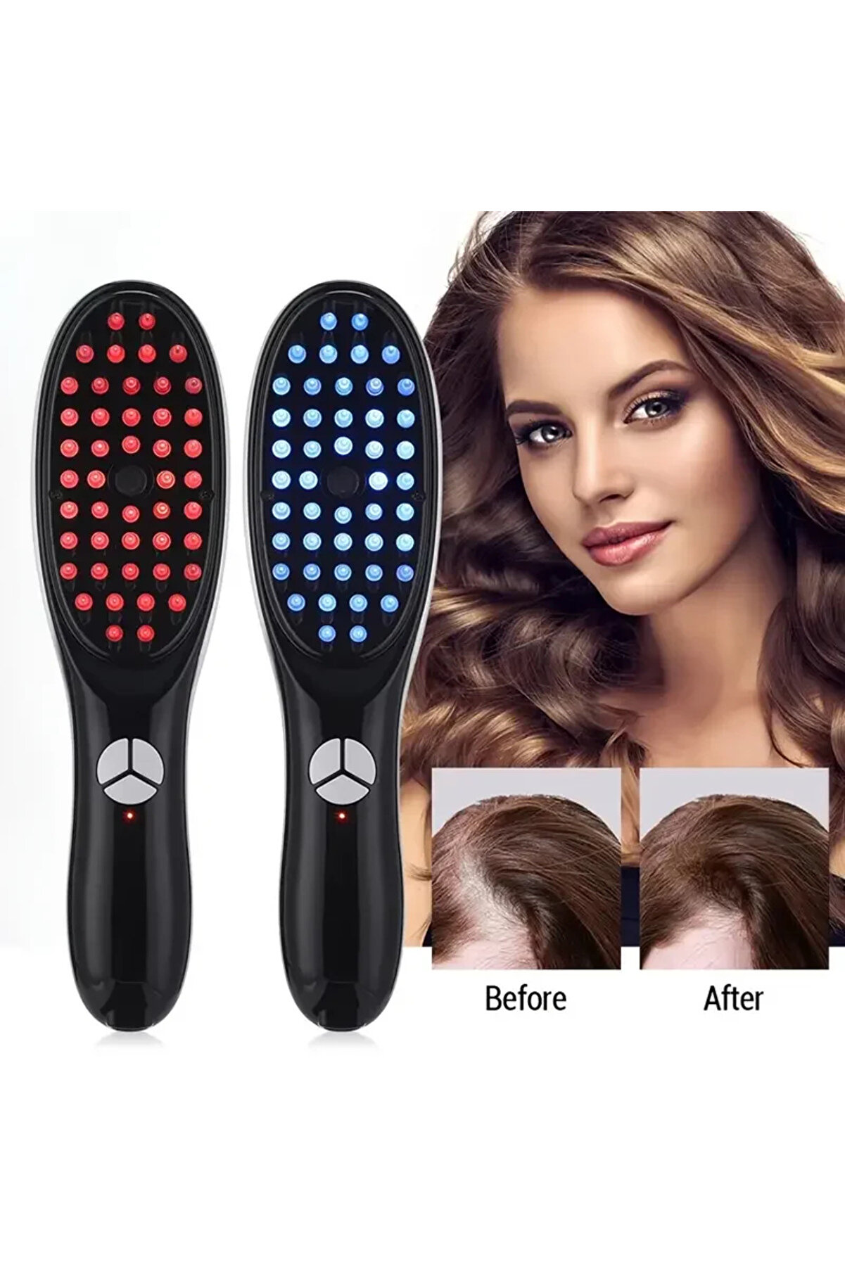 Go İthalat Buharlı Ti̇treşi̇mli̇ Ve Kırmızı Mavi̇ Işık Terapi̇li̇ Kafa Ve Sa&ccedil; Bakım Tarağı (4457)