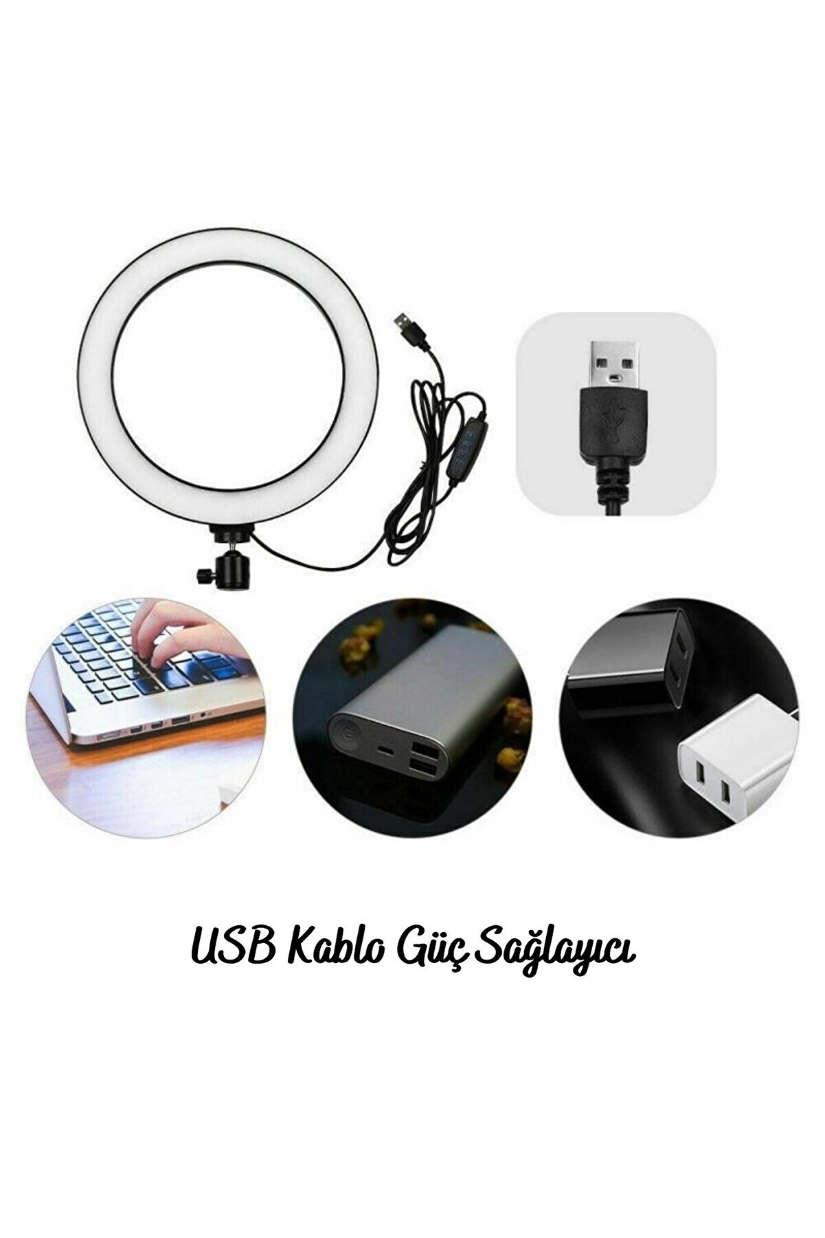 Go İthalat 8İn&ccedil; 20Cm Youtube Instagram Ti̇ktok Selfi̇e St&uuml;dyo Vi̇deo Fotoğraf Tri̇pod Led Halka