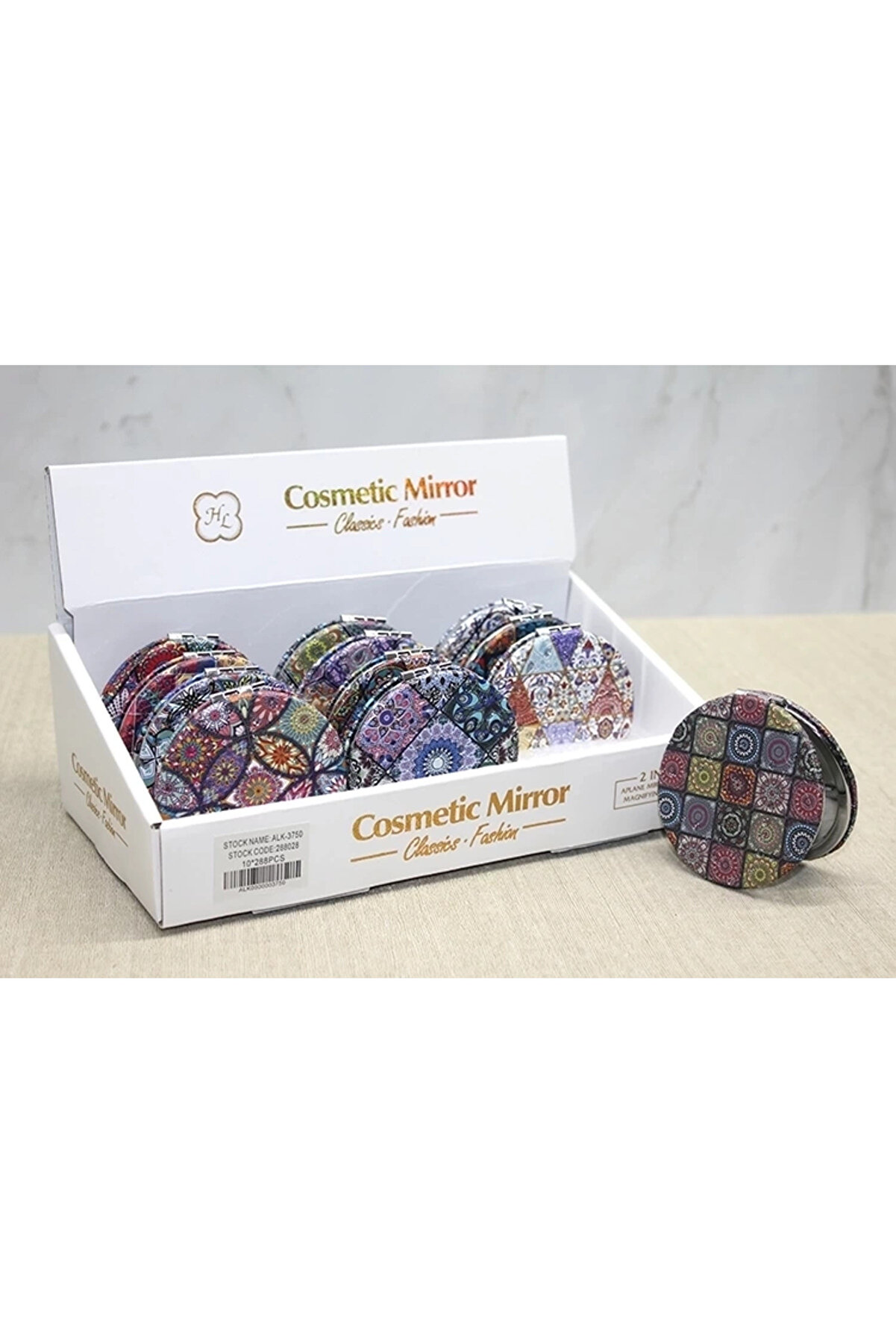 gizmurstore Taşlı El Aynası Yuvarlak İnce Alk3750