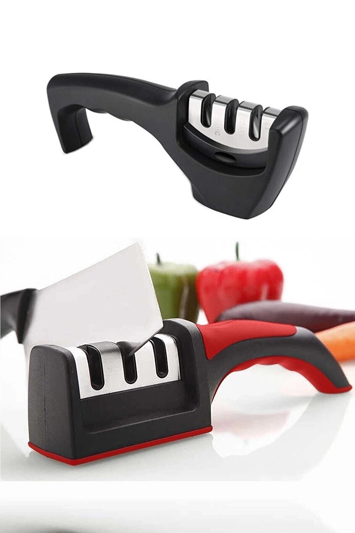 gizmurstore Profesyonel Bıçak Bileyici 3 Açılı Elmas Seramik Tungsten Çelik El Bıçakları Bileme