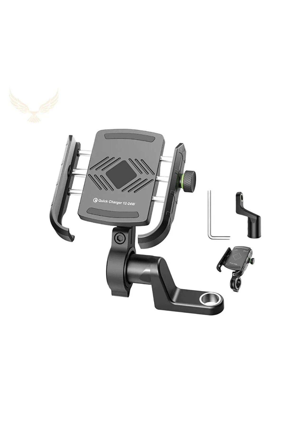 Motosi̇klet Gi̇don Ve Ayna Bağlantılı Motor Ve Bi̇si̇klet Uyumlu Telefon Tutucu 12-24W Hızlı Şarj