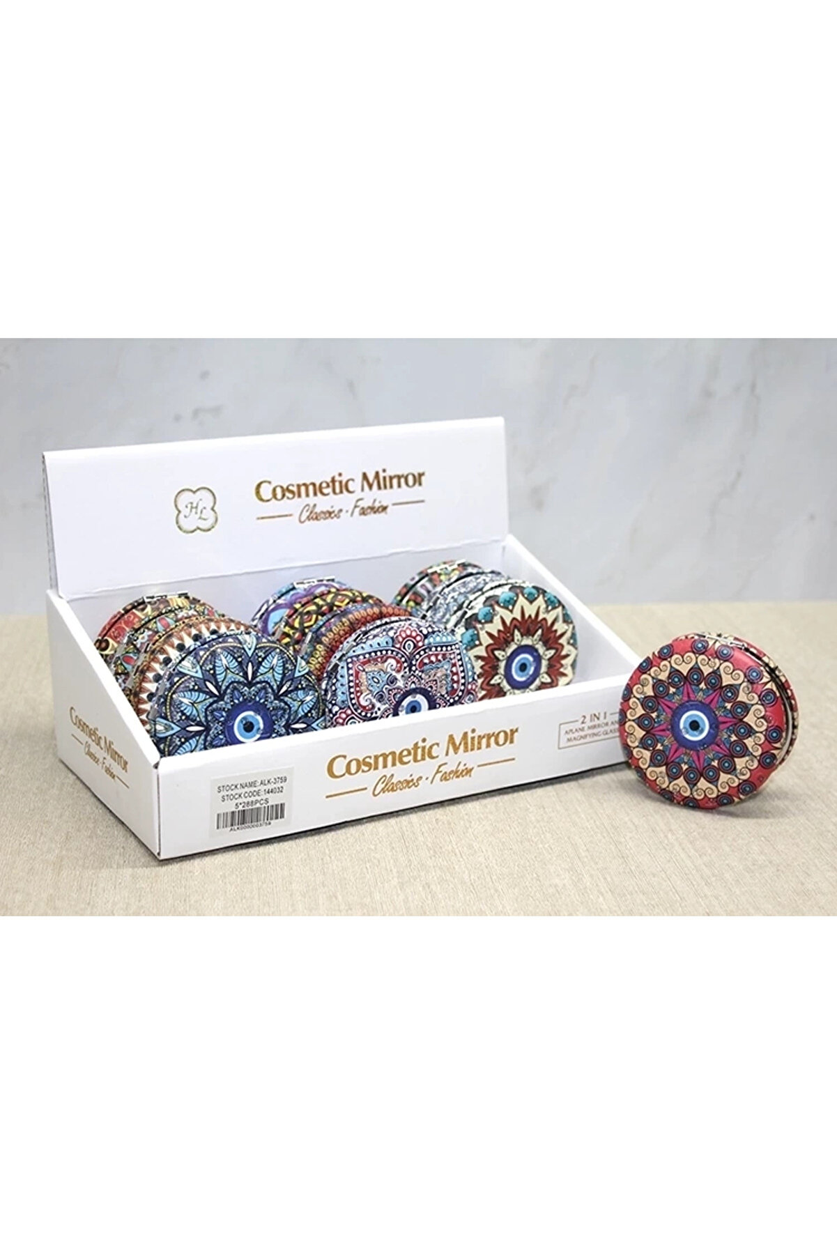 gizmurstore Taşlı Yuvarlak El Aynası Kalın Alk3759