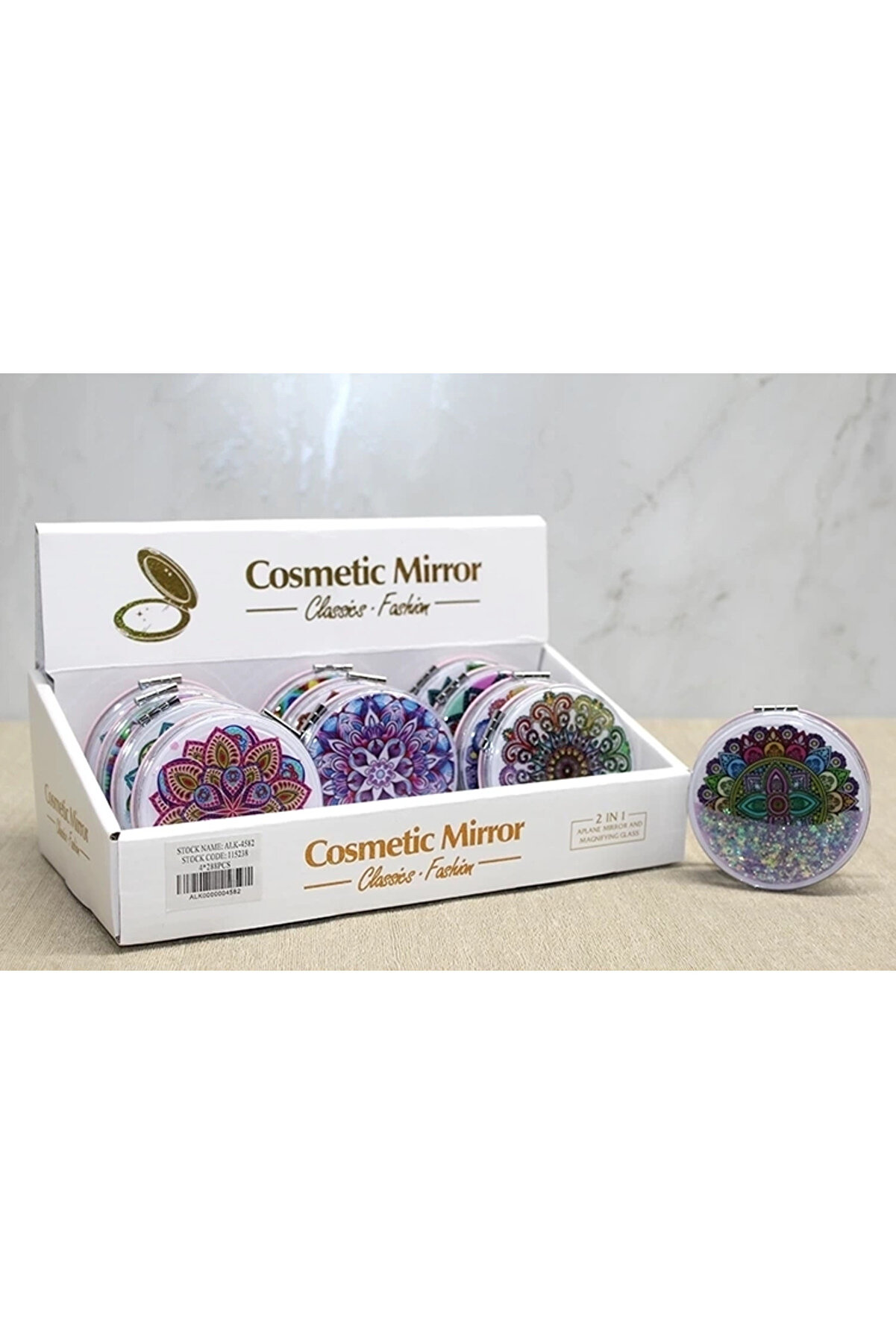 gizmurstore Mandala Desenli Hareketli Sulu El Aynası Alk4582