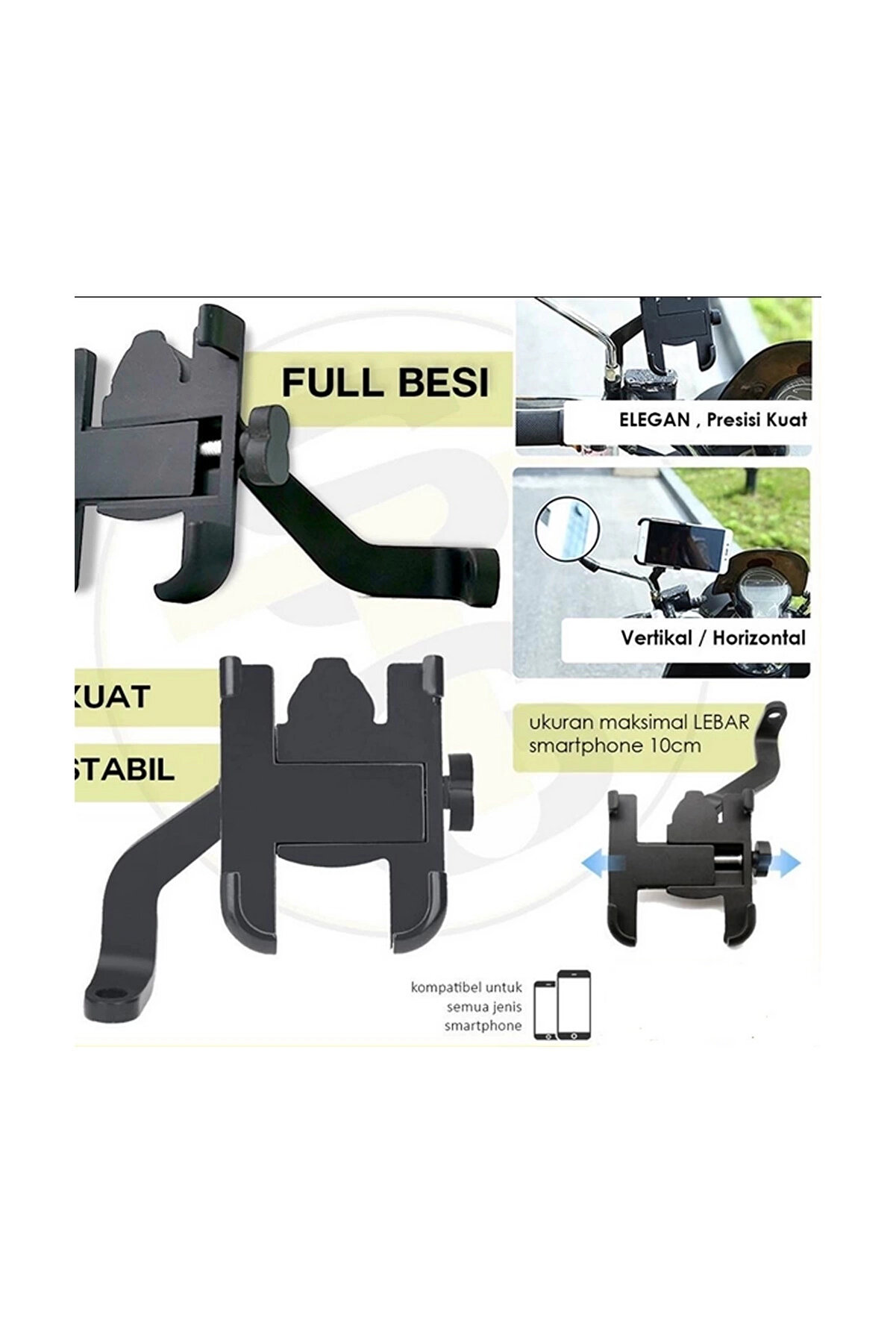 Alümi̇nyum Gövdeli̇ Metal Ayna Bağlantılı Motosi̇klet Telefon Tutucu 7 İnç Xl