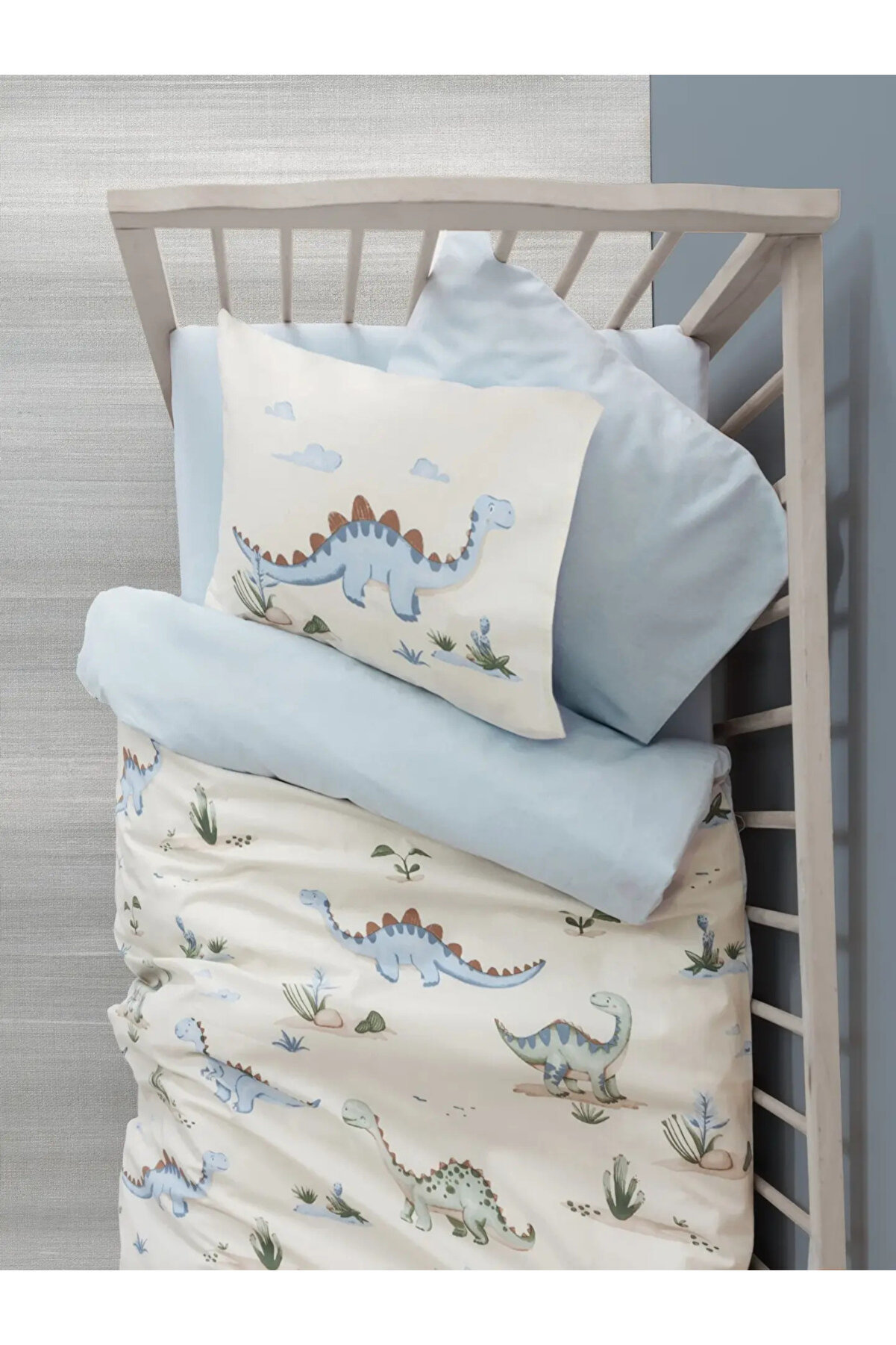 gizmurstore BUĞZ Cotton Box Bebek Nevresim Takımı Dinora Mavi