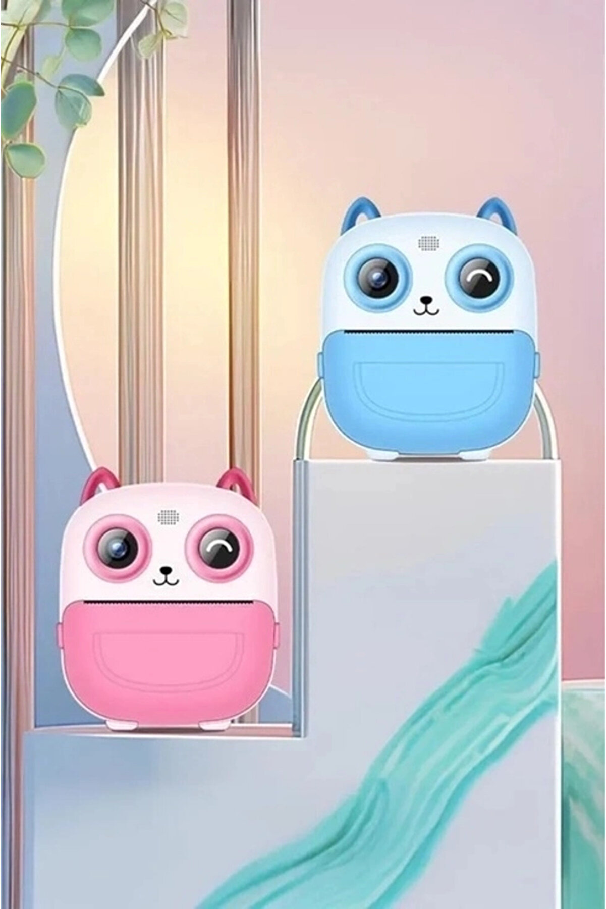 Di̇ji̇tal Vi̇deo Fotoğraf App Destekli̇ Çocuk Kamerası Termal Resi̇m Kağıt Baskılı Yazıcı Pembe
