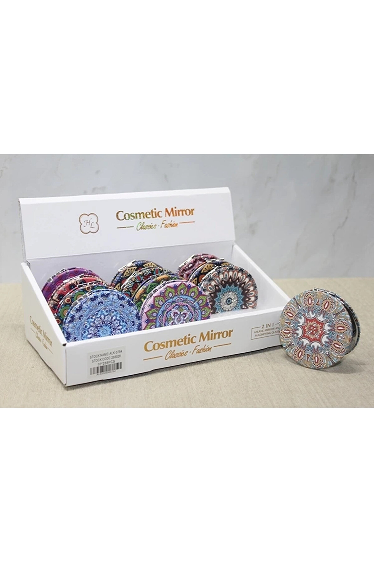 gizmurstore Taşlı El Aynası Yuvarlak İnce Alk3754