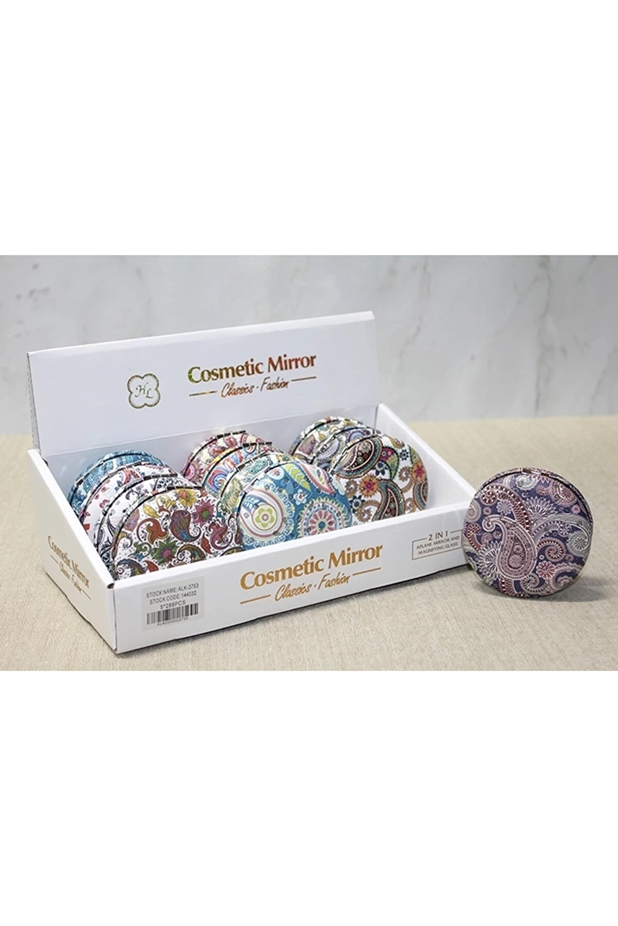 gizmurstore Taşlı Yuvarlak El Aynası Kalın Alk3753