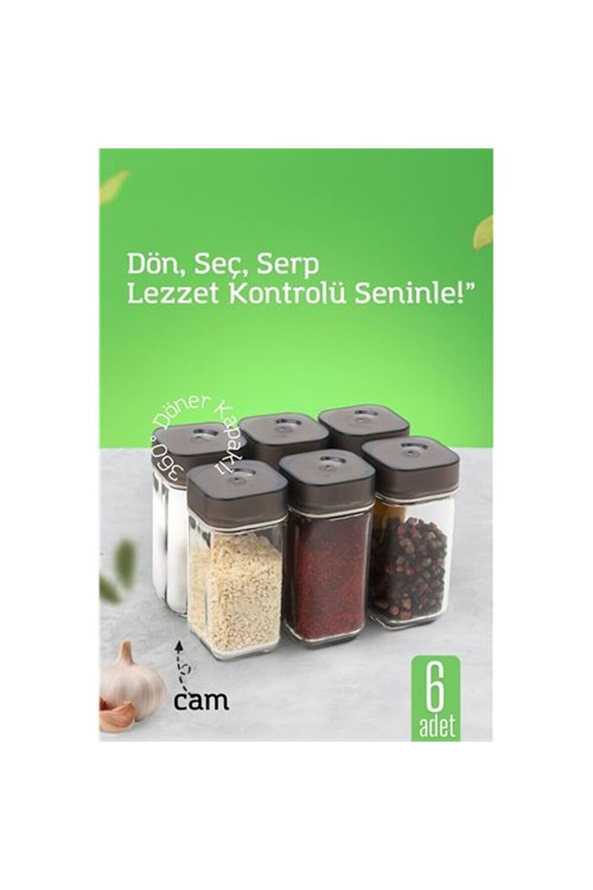 Toptan Bulurum Cam Tuzluk Baharatlık – 360° Döner Kapaklı | 3 Delik Tipiyle Ayarlanabilir Akış 6 ADET