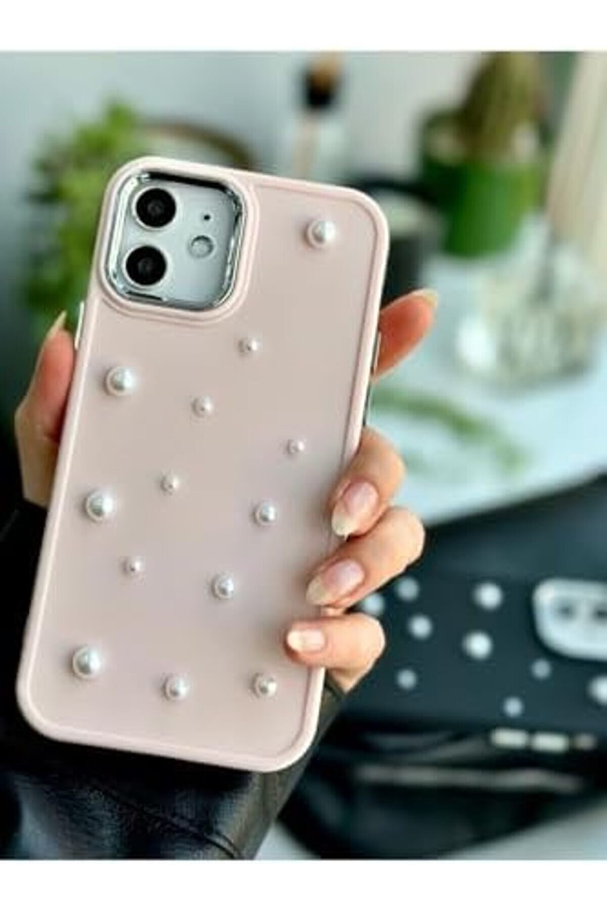Goldflare Aksesuar 12 Ve 12 Pro Uyumlu Pearl Tasarım Oyuncaklı Esnek Si̇li̇kon Kılıf - Pembepearl Tren