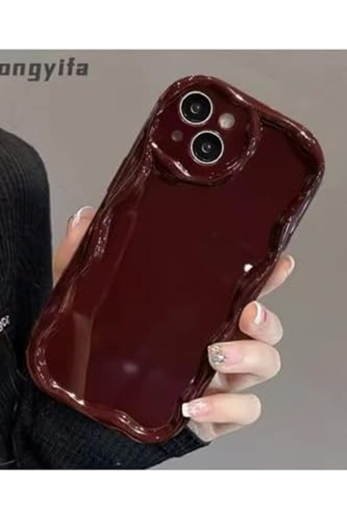 Lvnshop Aksesuar 13 Ve 14 İle Uyumlu Darbe &Ouml;nleyi̇ci̇ Dalgalı Bordo Anti̇şok Si̇li̇kon Kılıf 224120
