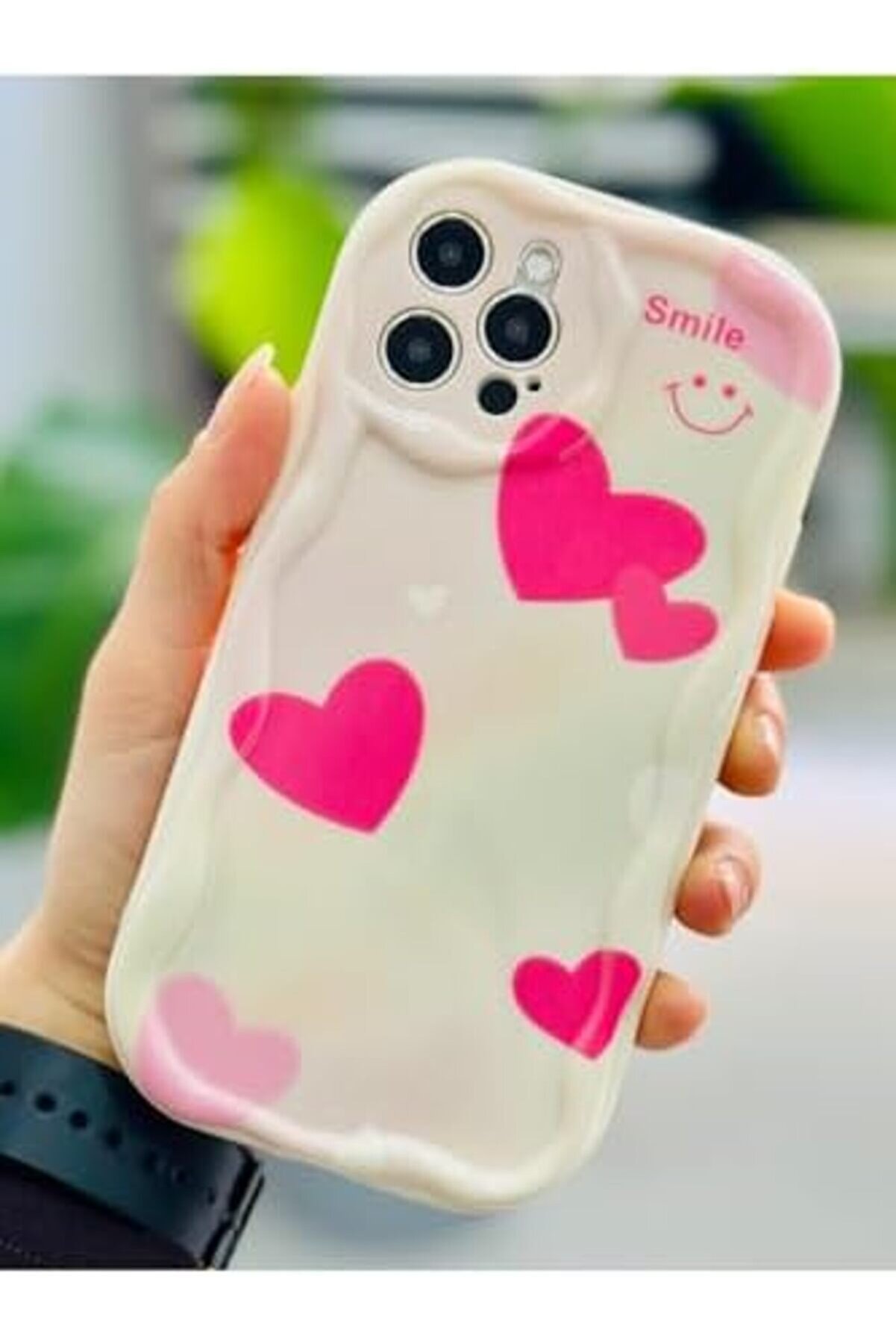 Polysi̇ght Aksesuar 12 Ve 12 Pro Bi̇rebi̇r İle Uyumlu Smi̇le Kalp Baskı Desenli̇ Esnek Si̇li̇kon Kılıf Tren