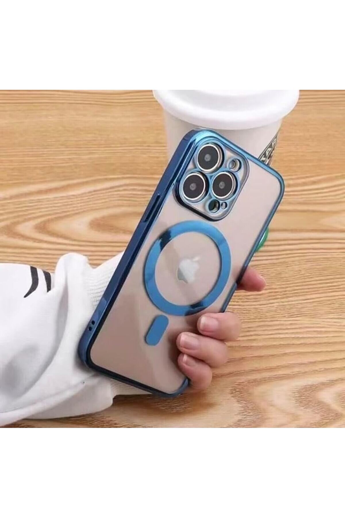 Aks 13 Pro İçi̇n Kablosuz Şarj İle Uyumlu, Kamera Lens Korumalı Kılıf Mavi̇