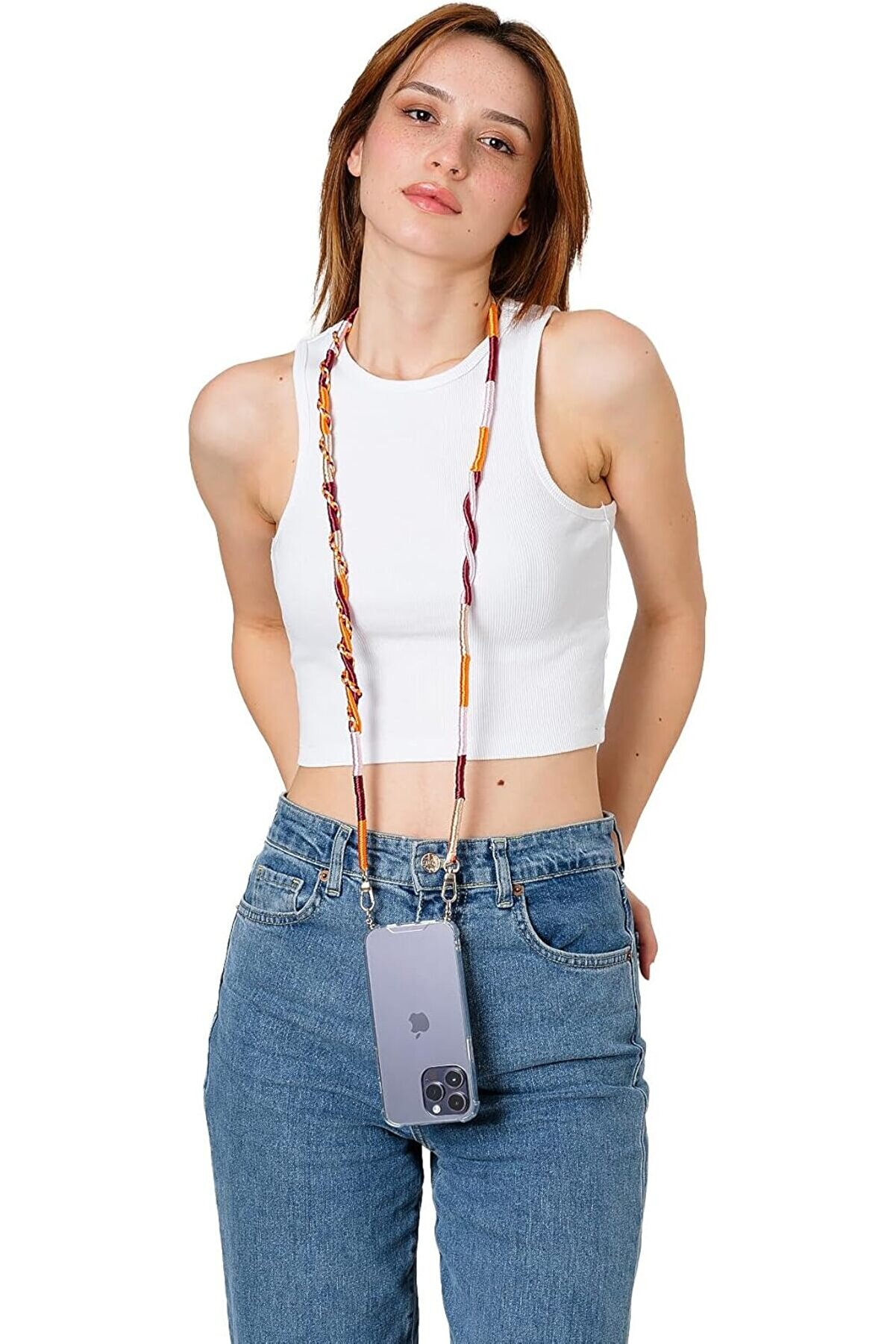 STOREMAX aclyashop Rengarenk 110 Cm El Örgüsü Telefon ve Çanta Askısı (Renkli) 1058548