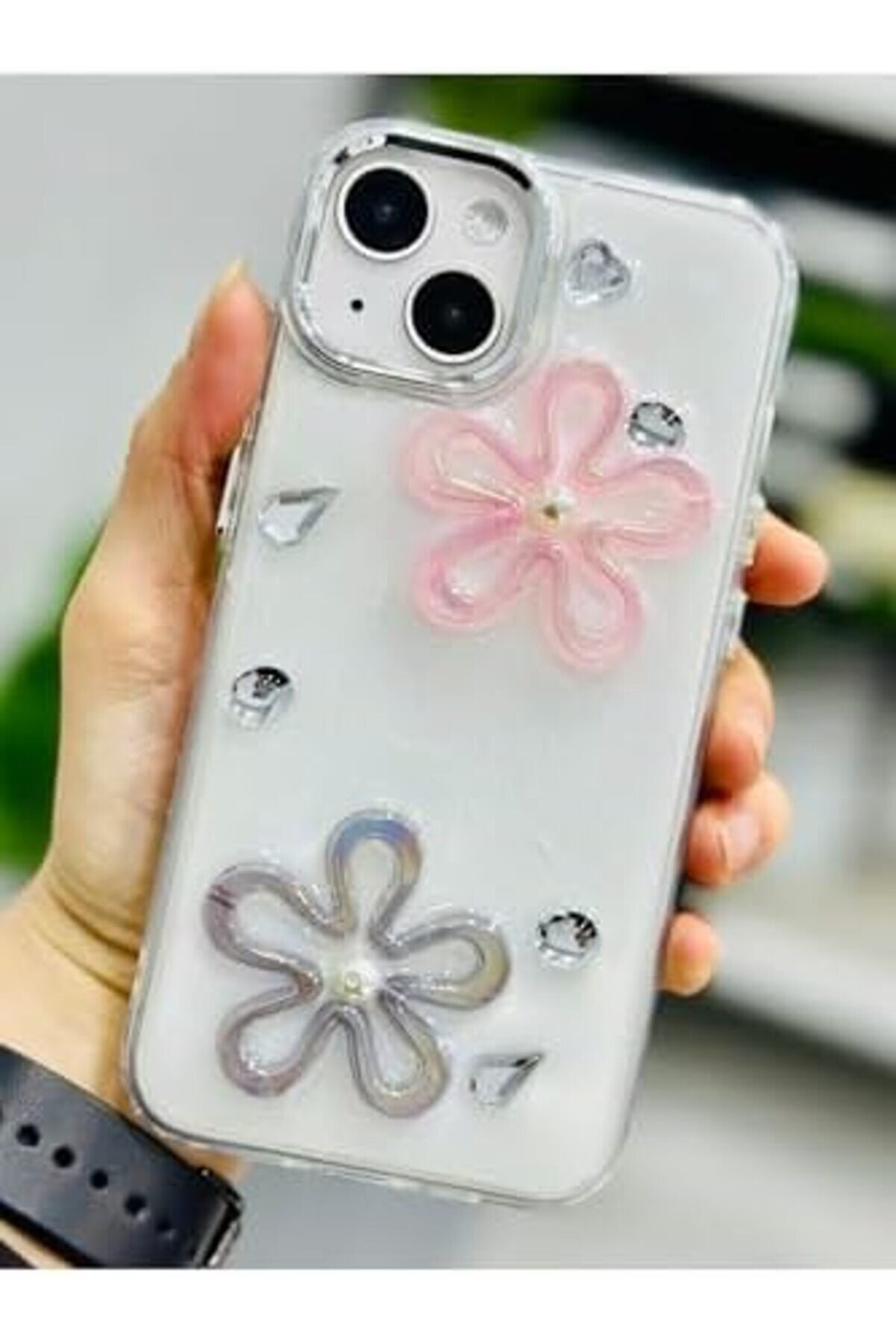 Lvnshop Aksesuar 13-14 Ve 15 İle Uyumlu Epoksi̇ 2 &Ccedil;i̇&ccedil;ek Oyuncak Tasarımlı Esnek Si̇li̇kon Kılıfı 22412