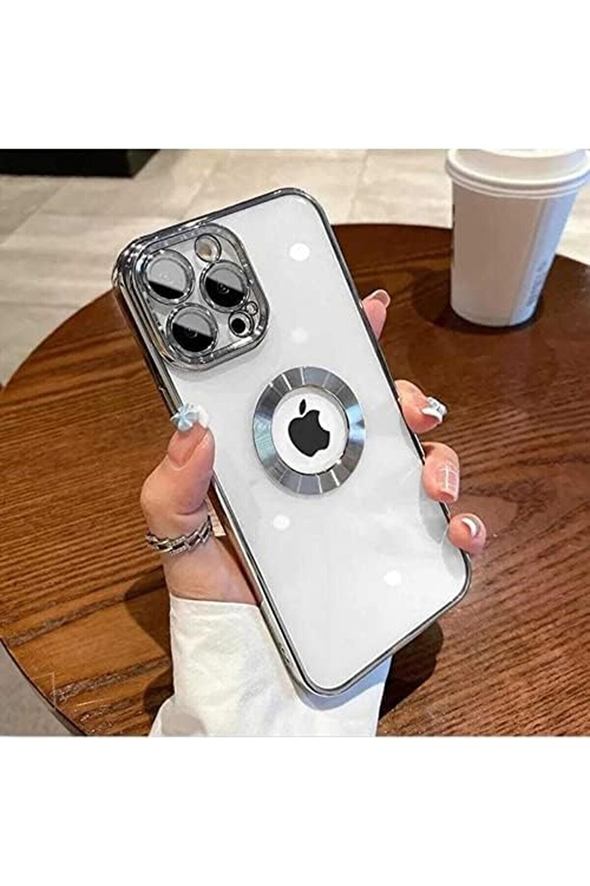 Aks 13 Pro Max Uyumlu Lens Korumalı Kılıf Gümüş