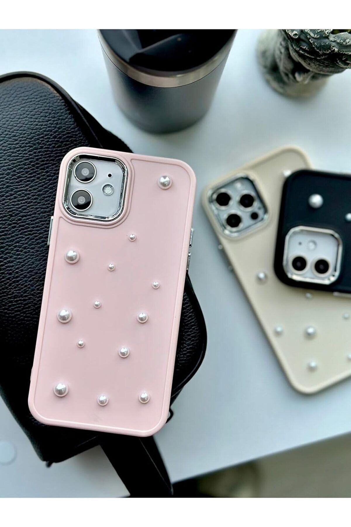 STOREMAX goldflare Aksesuar 12 ve 12 Pro Uyumlu Pearl Tasarım Oyuncaklı Esnek Silikon Kılıf - Pembepearl tren