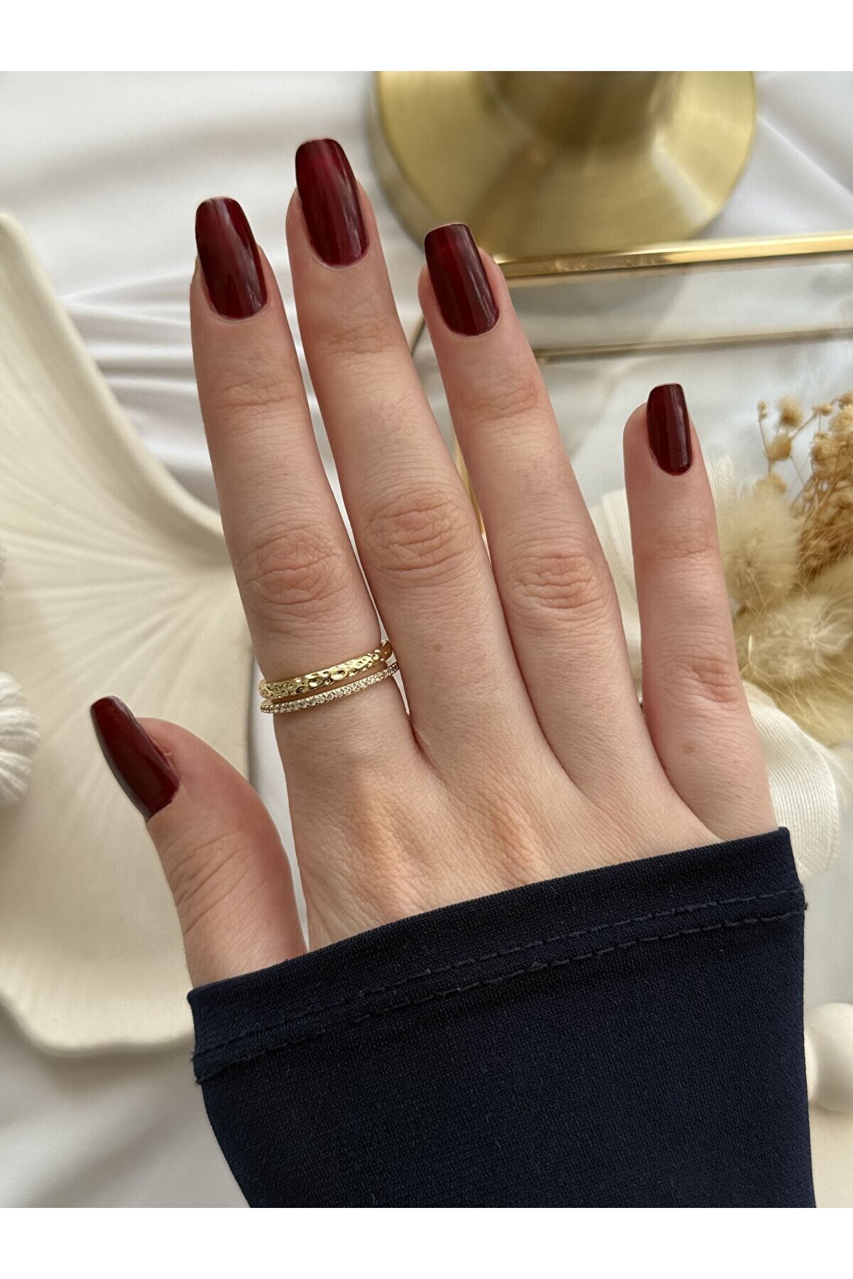 Ateli̇er Emi̇ne Çi̇ft Sıra Gold Yüzük